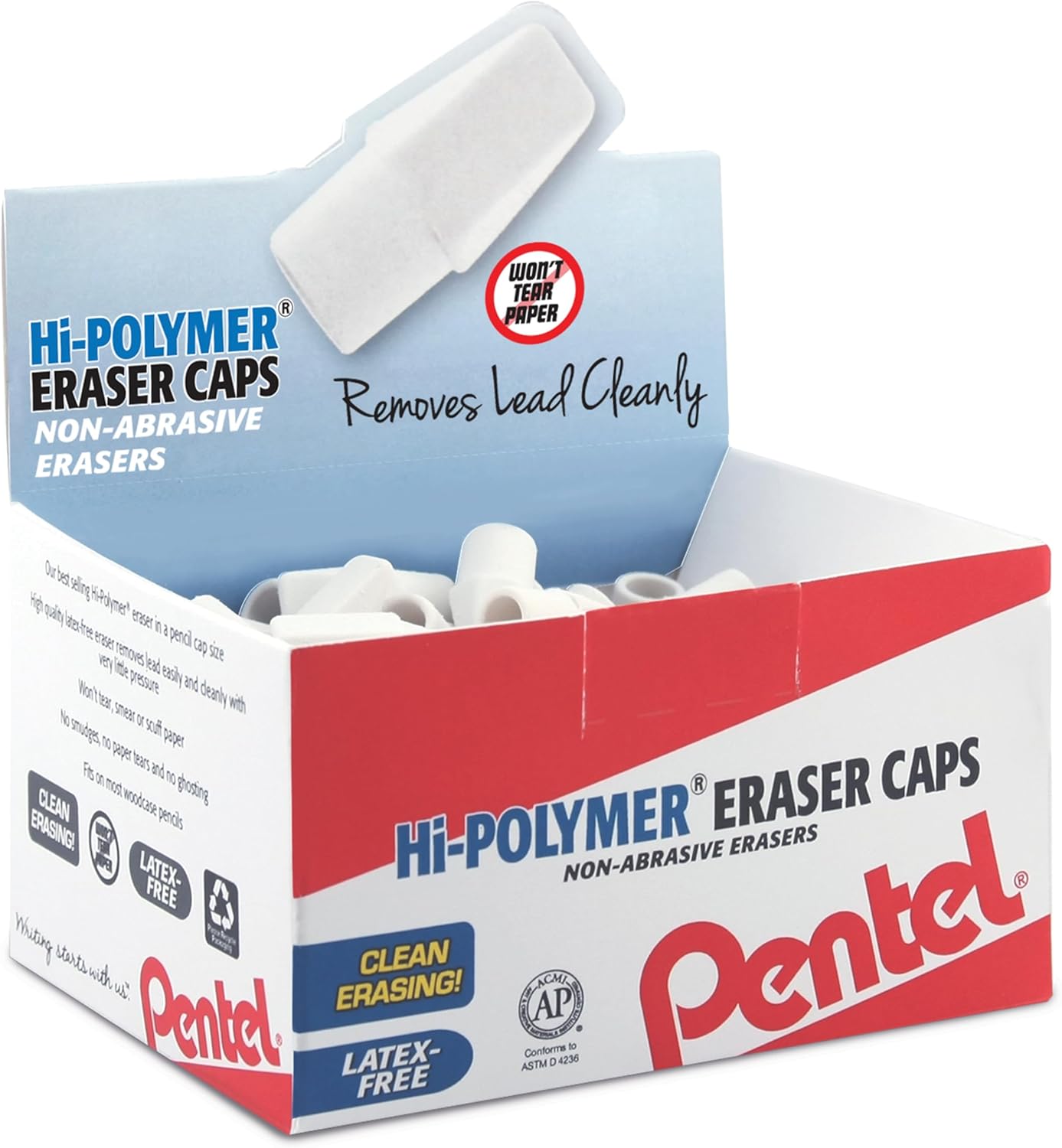 Pentel Hi-Polymer Eraser Caps, White, Box of 144 Caps (ZEH-02) Pentel Hi-Polymer Eraser Caps, White, Box of 144 Caps (ZEH-02)