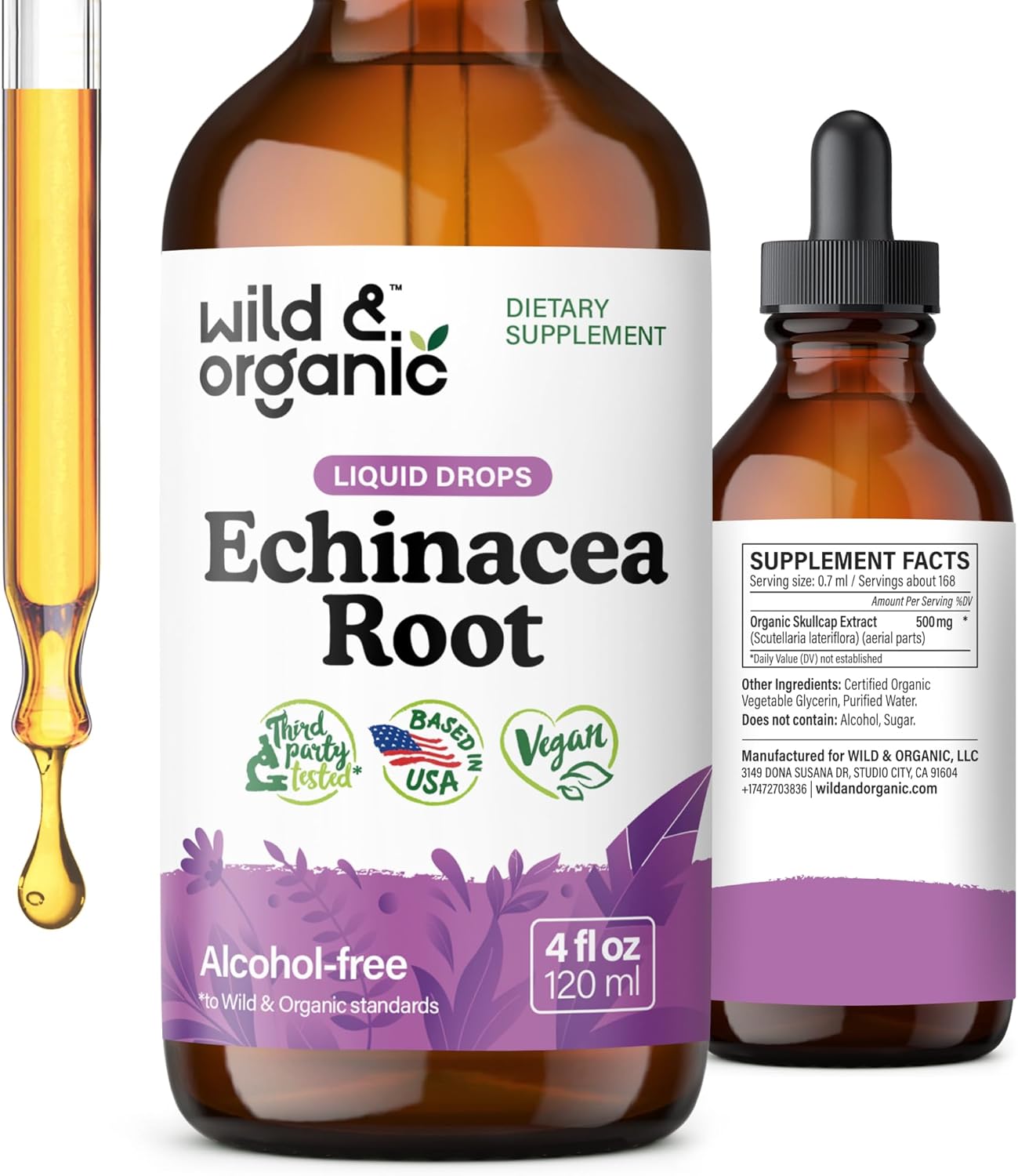 Wild & Organic Echinacea Drops – Immune Support Supplement with Echinacea Angustifolia – Liquid Root Extract Tincture – Vegan, Sugar & Alcohol-Free – 4 fl oz Wild & Organic Echinacea Drops – Immune Support Supplement with Echinacea Angustifolia – Liquid Root Extract Tincture – Vegan, Sugar & Alcohol-Free – 4 fl oz