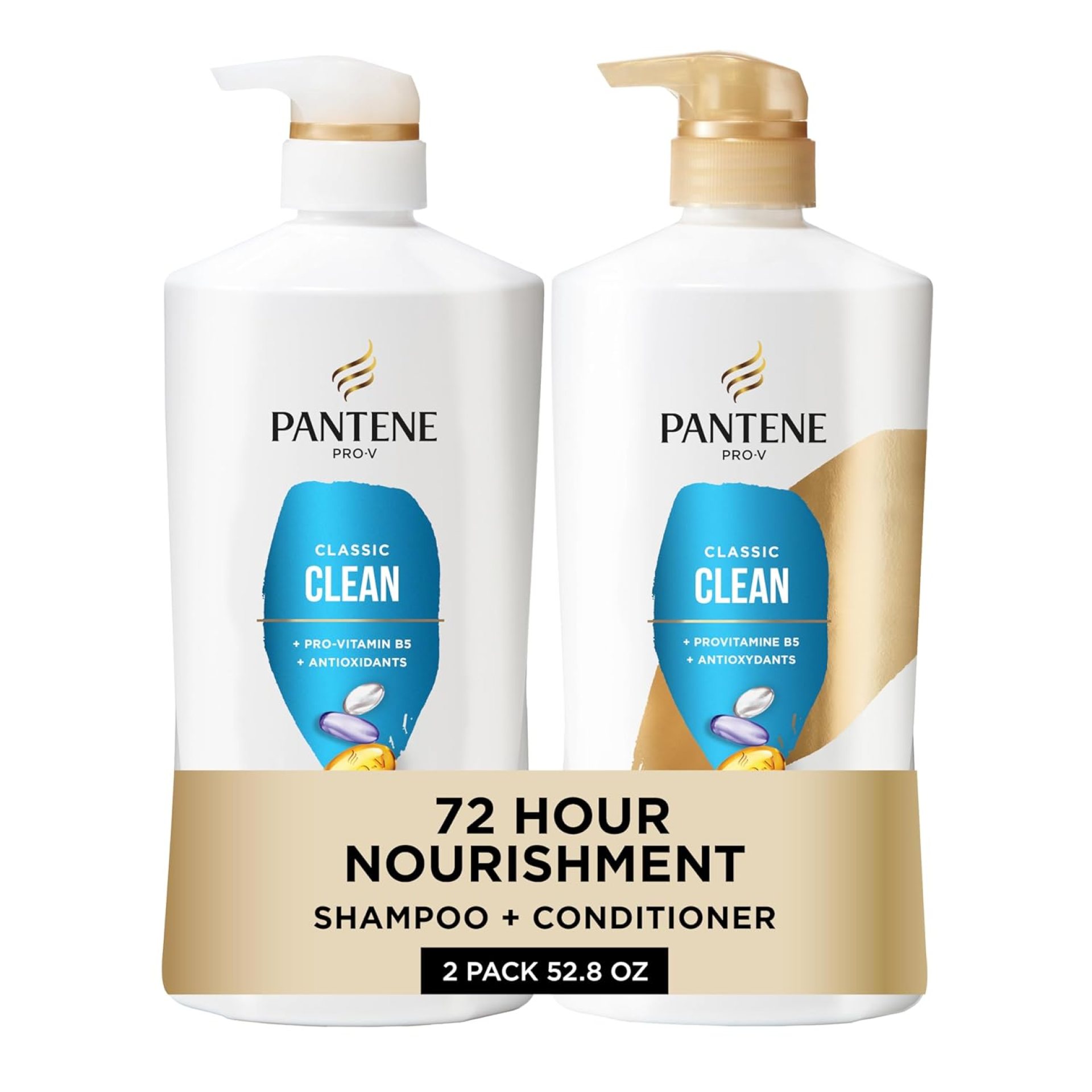 Pantene Shampoo & Conditioner Set, Classic Clean – Pro-V Nutrients for Dry, Color-Treated Hair, Healthy Looking Hair Every Wash, Antioxidant-Rich, 52.8 Oz Total + Miracle Rescue Shot (0.5 Oz) Pantene Shampoo & Conditioner Set, Classic Clean – Pro-V Nutrients for Dry, Color-Treated Hair, Healthy Looking Hair Every Wash, Antioxidant-Rich, 52.8 Oz Total + Miracle Rescue Shot (0.5 Oz)