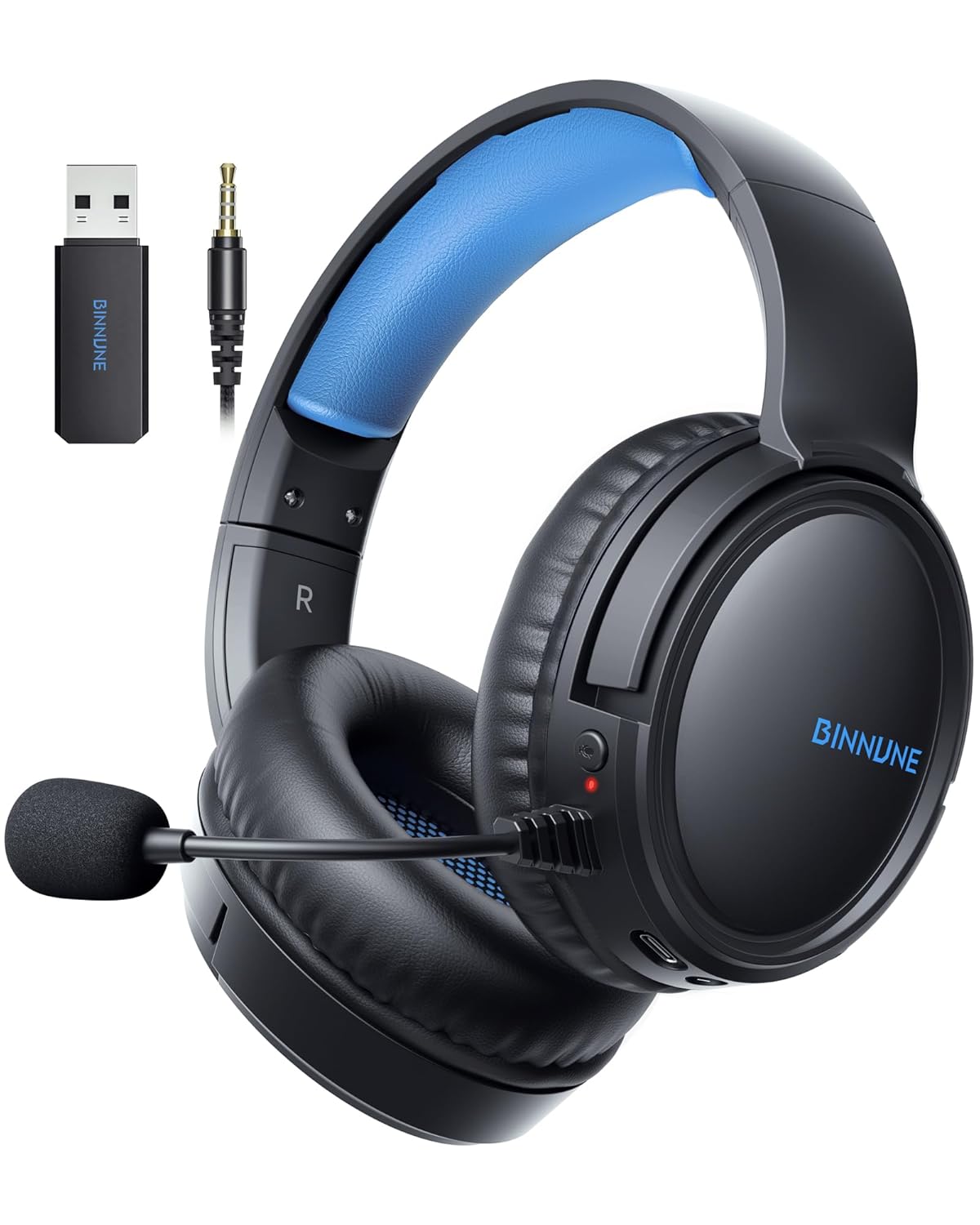 BINNUNE 2.4GHz Wireless Gaming Headset with Mic for Ps5/4, PC, Mac, Bluetooth Gaming Headset with Flip Microphone,Headphones for Laptop Computer BINNUNE 2.4GHz Wireless Gaming Headset with Mic for Ps5/4, PC, Mac, Bluetooth Gaming Headset with Flip Microphone,Headphones for Laptop Computer