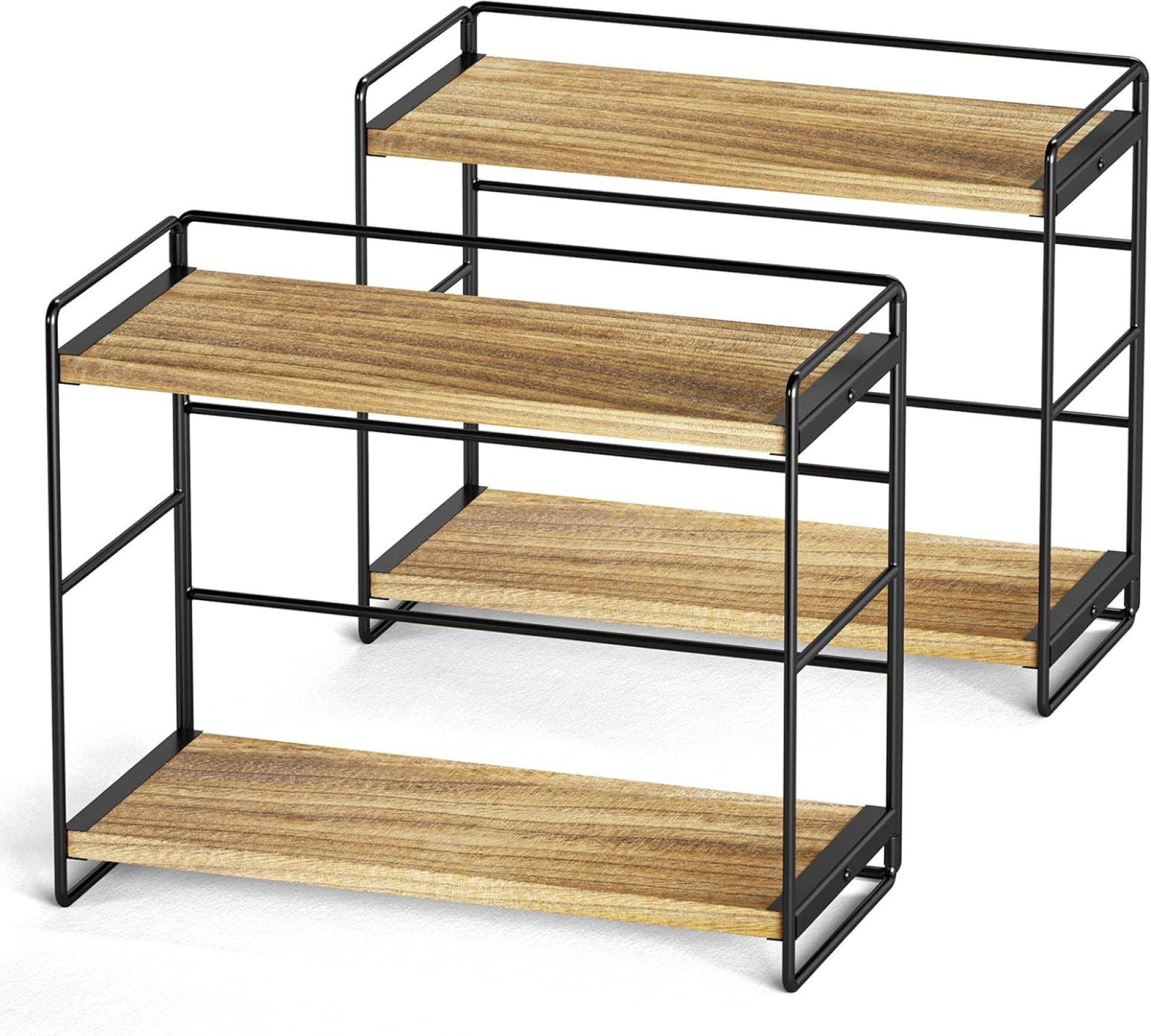 SRIWATANA 2 Pack Bathroom Counter Organizer, 2 Tier Countertop Organizers, Kitchen Counter Shelf Spice Rack Countertop Storage Wood Shelf – Carbonized Black SRIWATANA 2 Pack Bathroom Counter Organizer, 2 Tier Countertop Organizers, Kitchen Counter Shelf Spice Rack Countertop Storage Wood Shelf – Carbonized Black