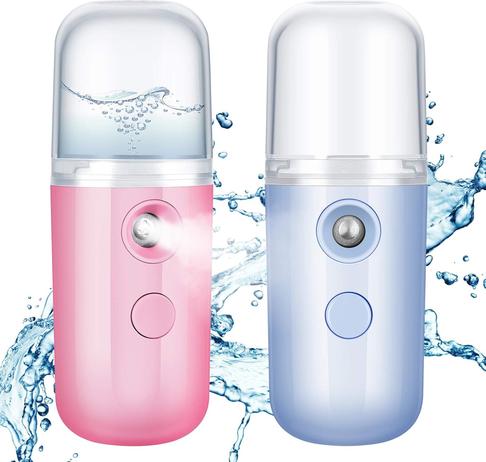 Honoson 2 Pieces Nano Facial Mister 30 ml Mini Face Humidifier Portable Facial Sprayer USB Rechargeable Handy Skin Care Machine for Face Hydrating, Daily Makeup (Blue and Dark Pink) Honoson 2 Pieces Nano Facial Mister 30 ml Mini Face Humidifier Portable Facial Sprayer USB Rechargeable Handy Skin Care Machine for Face Hydrating, Daily Makeup (Blue and Dark Pink)