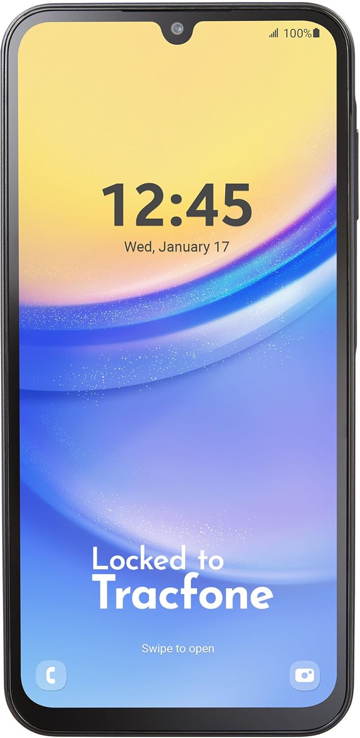 Tracfone | Samsung Galaxy A15 5G | Locked | 128GB | 5000mAh Battery | 50MP Main Camera| 6.5-in. AMOLED Display | Black Tracfone | Samsung Galaxy A15 5G | Locked | 128GB | 5000mAh Battery | 50MP Main Camera| 6.5-in. AMOLED Display | Black