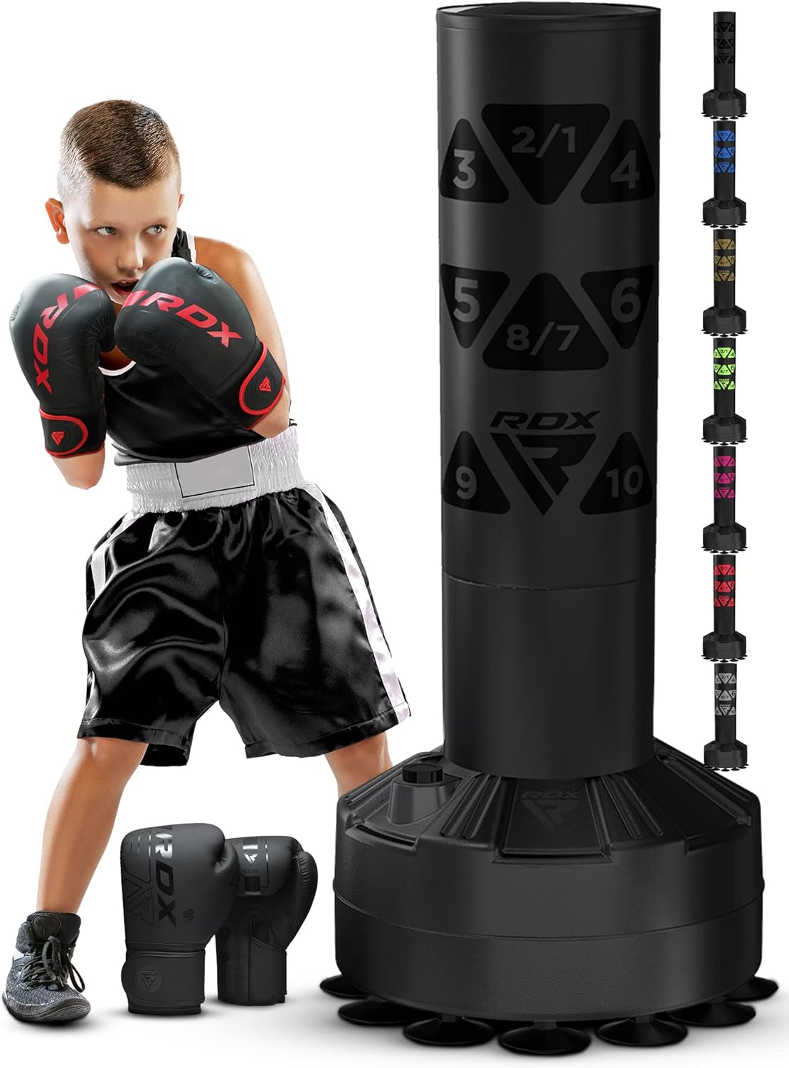 RDX Kids Freestanding Punching Bag with Gloves & Cover, 4FT Heavy Duty Junior RONIN Target Pedestal Bag Set Suction Cup Stand Base Free Standing Kickboxing MMA Boxing Muay Thai Karate Home Gym Workout RDX Kids Freestanding Punching Bag with Gloves & Cover, 4FT Heavy Duty Junior RONIN Target Pedestal Bag Set Suction Cup Stand Base Free Standing Kickboxing MMA Boxing Muay Thai Karate Home Gym Workout