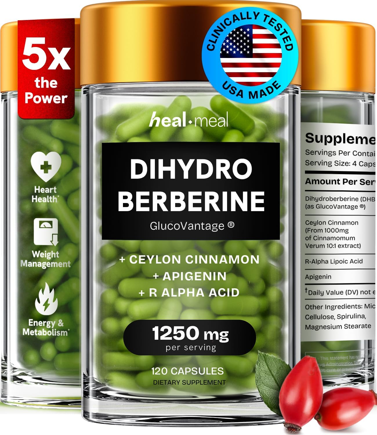 Dihydroberberine Supplement – Dehydro Berberine Organic – Super Berberine Supplement with Ceylon Cinnamon & R Alpha Lipoic Acid & Apigenin – Hydroberberine 120 caps (1 Pack) Dihydroberberine Supplement – Dehydro Berberine Organic – Super Berberine Supplement with Ceylon Cinnamon & R Alpha Lipoic Acid & Apigenin – Hydroberberine 120 caps (1 Pack)