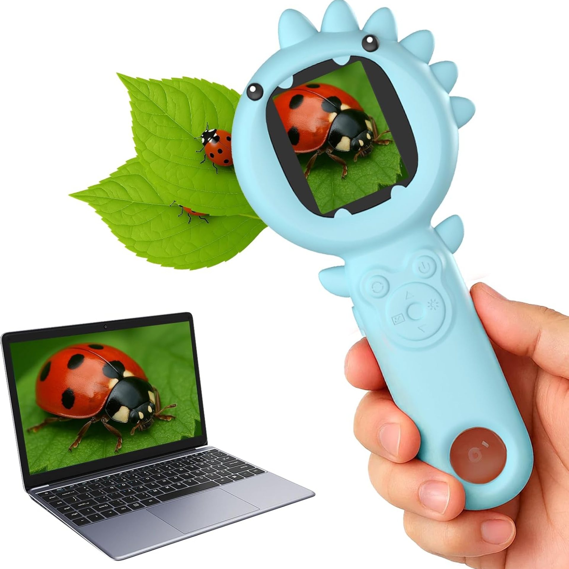 2-in-1 Microscope Camera for Kids, Mini Handheld Microscope Supporting Multiple Viewing Angles, Outdoor Educational Science Adventure Toys, Birthday Gifts for 3-10 Years Old Boys Girls, Blue Dinosaur 2-in-1 Microscope Camera for Kids, Mini Handheld Microscope Supporting Multiple Viewing Angles, Outdoor Educational Science Adventure Toys, Birthday Gifts for 3-10 Years Old Boys Girls, Blue Dinosaur