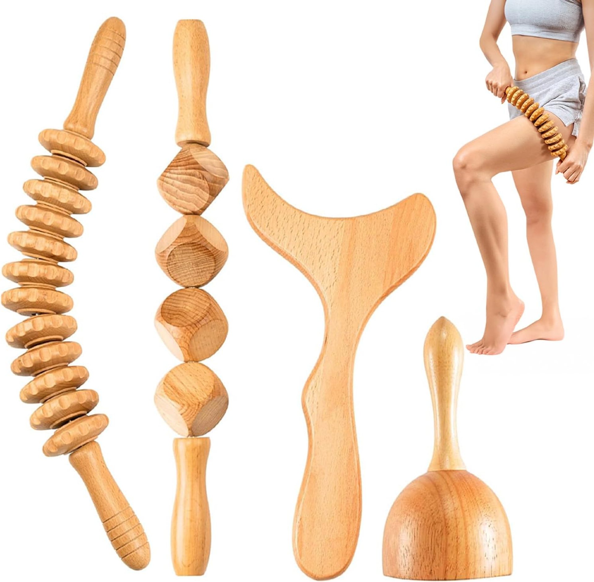 Wood Therapy Massage Tools 4-in-1 – Lymphatic Drainage Maderoterapia Kit for Anti-Cellulite, Body Sculpting, Shaping & Muscle Pain Relief – Wooden Body Contouring Massager Set Wood Therapy Massage Tools 4-in-1 – Lymphatic Drainage Maderoterapia Kit for Anti-Cellulite, Body Sculpting, Shaping & Muscle Pain Relief – Wooden Body Contouring Massager Set