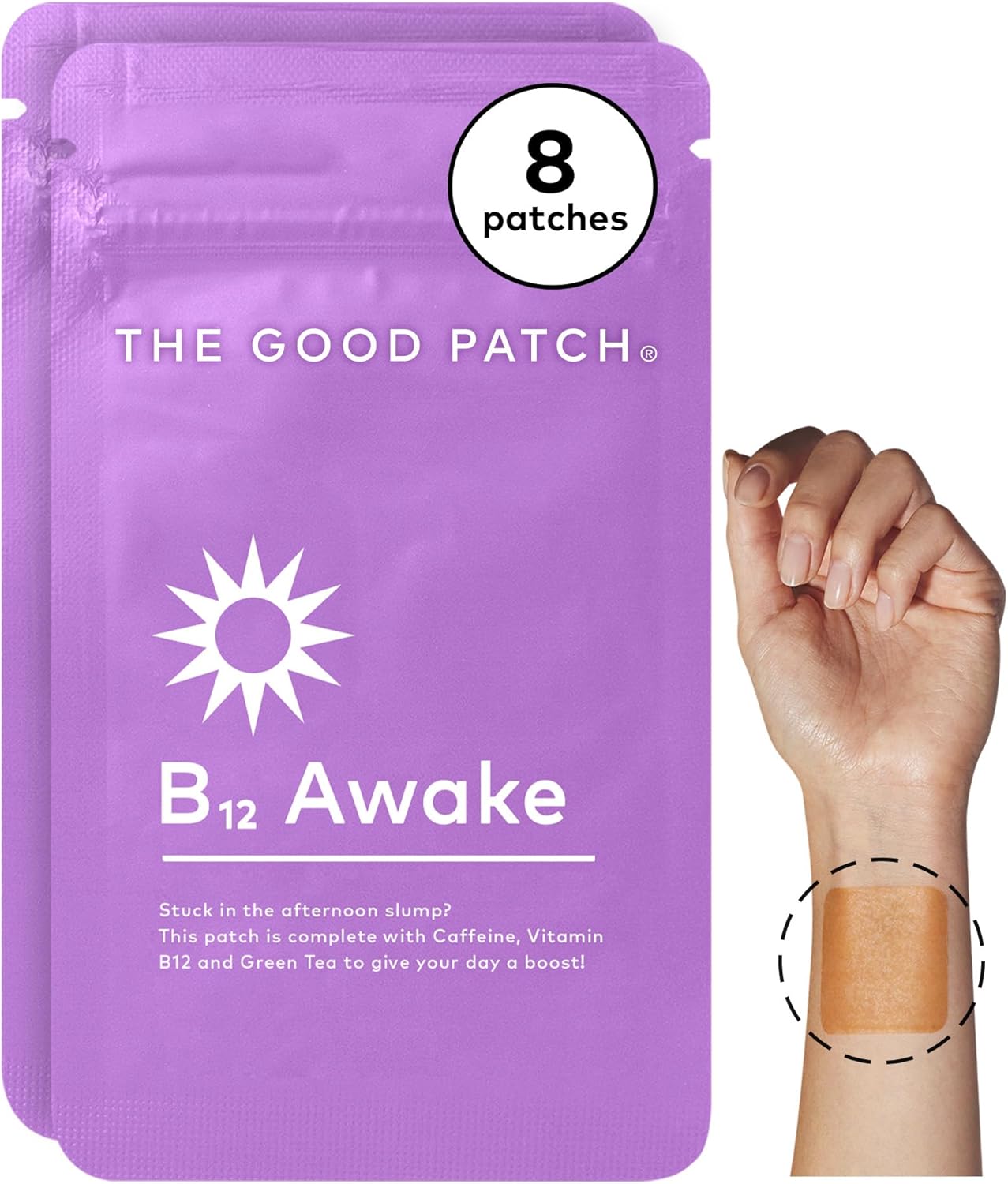 The Good Patch B12 Awake Patch, Natural Patch with Caffeine, B12, and Green Tea Extract, Plant Powered Wearable Wellness, Helps to Promote Energy (8 Total Patches) The Good Patch B12 Awake Patch, Natural Patch with Caffeine, B12, and Green Tea Extract, Plant Powered Wearable Wellness, Helps to Promote Energy (8 Total Patches)