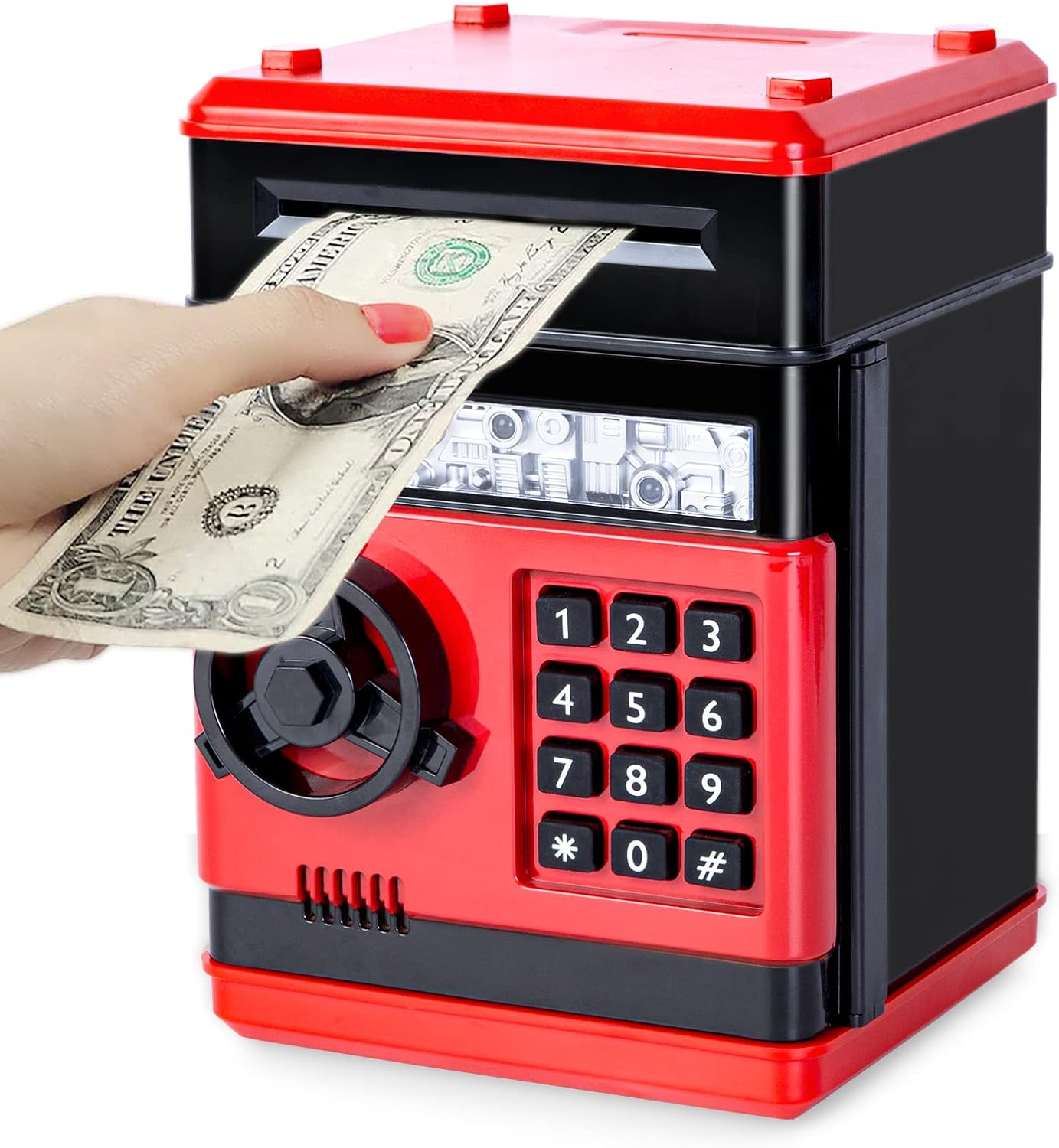 Refasy Piggy Bank Cash Coin Can ATM Bank Electronic Coin Money Bank for Kids Age 3-12, Money Savings Box Mini ATM Coin Bank Toys Gifts for 3 4 5 6 7 8 9 10 11 12 Year Old Boys Girls Refasy Piggy Bank Cash Coin Can ATM Bank Electronic Coin Money Bank for Kids Age 3-12, Money Savings Box Mini ATM Coin Bank Toys Gifts for 3 4 5 6 7 8 9 10 11 12 Year Old Boys Girls