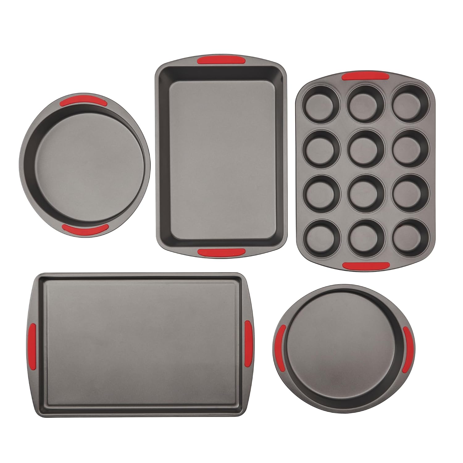 GoodCook 5-Piece Mega Grip Nonstick Bakeware Set – Cookie Sheet Pan, 2 9” Round Cake Pans, 13” x 9” Bake & Roast Pan, 12-Cup Muffin Pan – Baking Supplies, Baking Pans Set GoodCook 5-Piece Mega Grip Nonstick Bakeware Set – Cookie Sheet Pan, 2 9” Round Cake Pans, 13” x 9” Bake & Roast Pan, 12-Cup Muffin Pan – Baking Supplies, Baking Pans Set