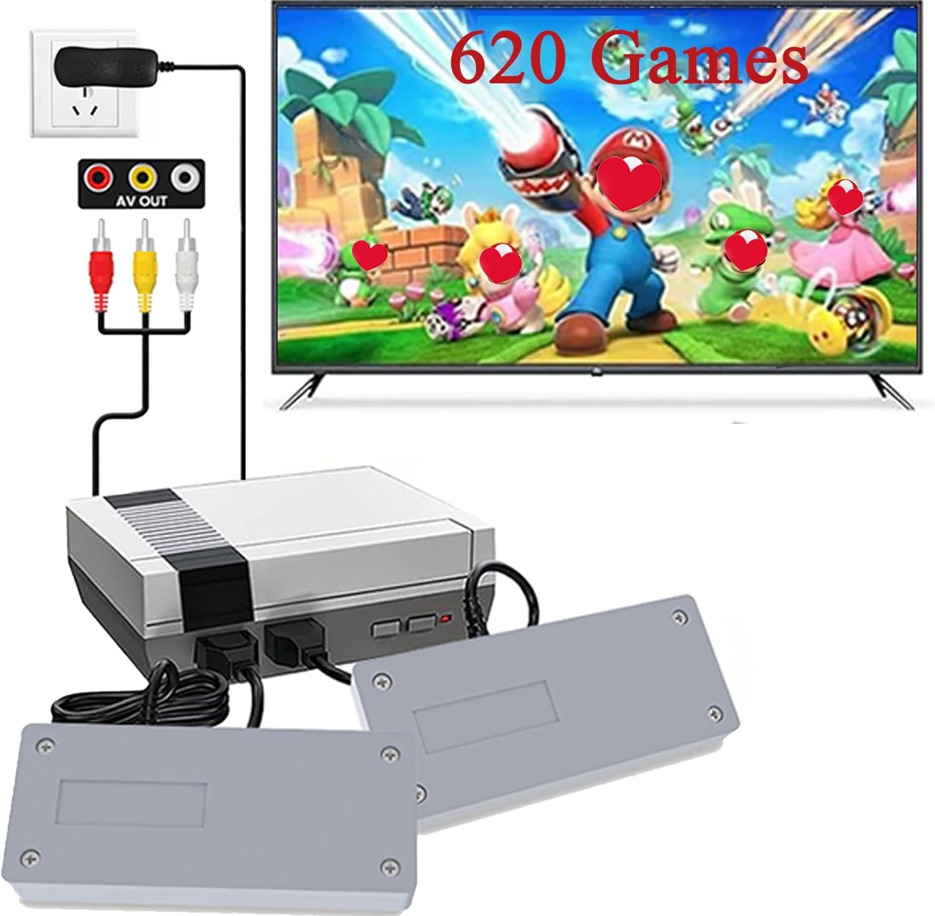 Retro Game Console with 620 Classic Edition Games, Classic Mini Handheld Video Game Console with Dual Controllers,AV Output,Plug-and-Play for TV,Nostalgia Gift for Kids & Adults,Grey Retro Game Console with 620 Classic Edition Games, Classic Mini Handheld Video Game Console with Dual Controllers,AV Output,Plug-and-Play for TV,Nostalgia Gift for Kids & Adults,Grey