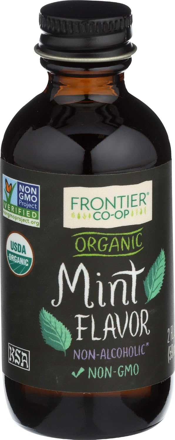 Frontier Organic Non-Alcoholic Mint Flavor, 2-Ounce, Full Flavor for Baking, Icing, Coffee, Cookies, Kosher, Organic Frontier Organic Non-Alcoholic Mint Flavor, 2-Ounce, Full Flavor for Baking, Icing, Coffee, Cookies, Kosher, Organic