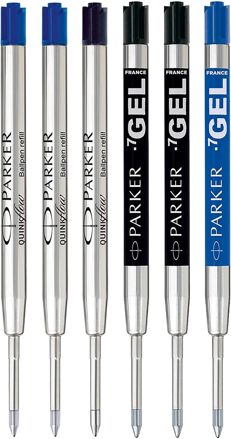 Parker Jotter London Ballpoint and Gel Pen Refill Discovery Pack: 3 Quinkflow Refills for Ballpoint Pens & 3 Quink Gel Refills Parker Jotter London Ballpoint and Gel Pen Refill Discovery Pack: 3 Quinkflow Refills for Ballpoint Pens & 3 Quink Gel Refills