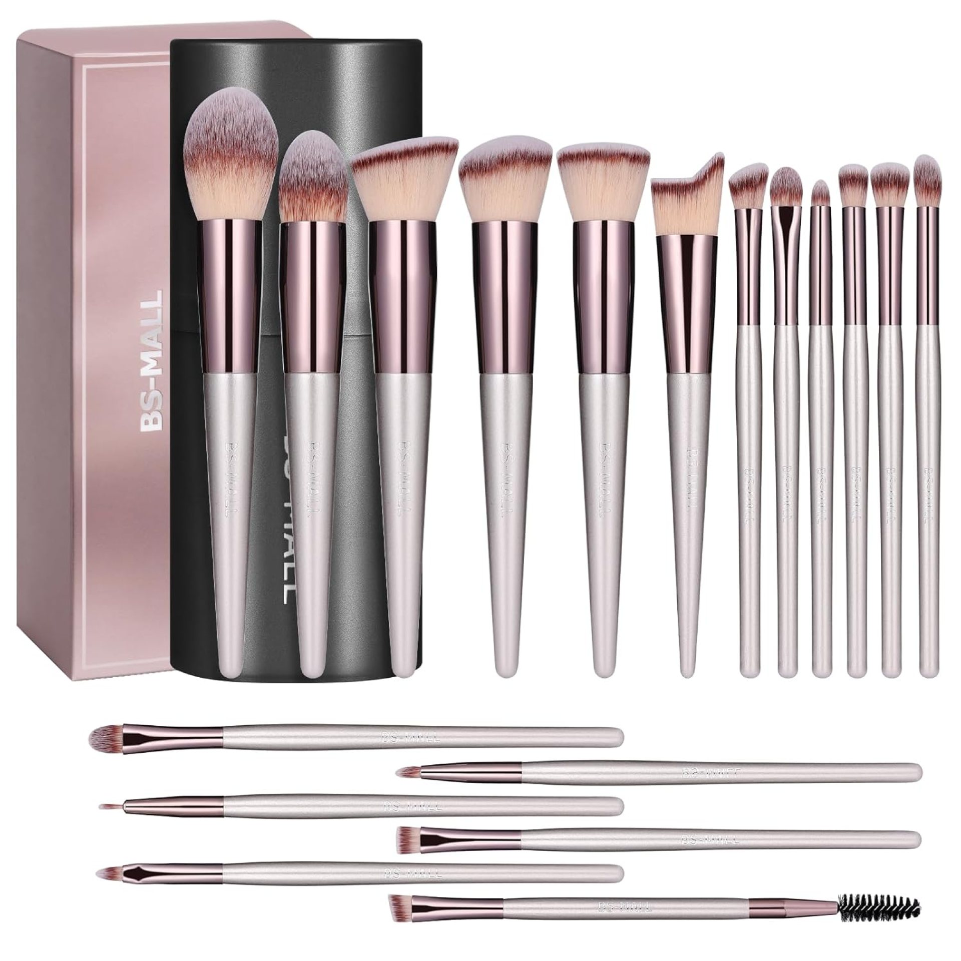 BS-MALL Makeup Brush Set 18 Pcs Premium Synthetic Foundation Powder Concealers Eye shadows Blush Makeup Brushes with black case BS-MALL Makeup Brush Set 18 Pcs Premium Synthetic Foundation Powder Concealers Eye shadows Blush Makeup Brushes with black case