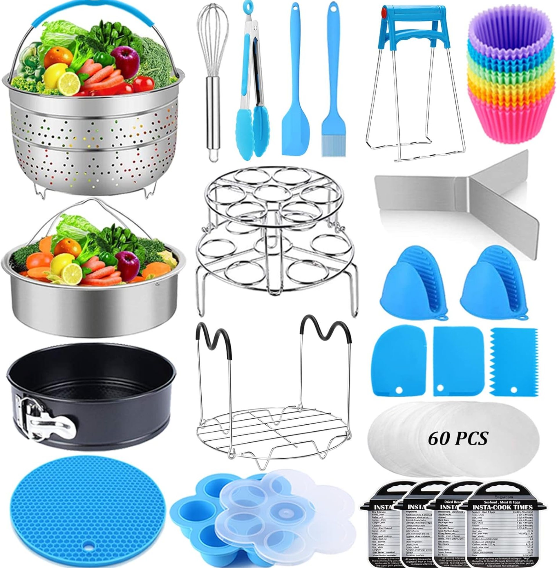 Accessories for Instant Pot, Sugaroom Pressure Cooker Accessories Set Compatible with Instant Pot Accessories 6 qt 8 quart – 2 Steamer Baskets, Springform Pan, Egg Rack, Egg Bites Mold and More Accessories for Instant Pot, Sugaroom Pressure Cooker Accessories Set Compatible with Instant Pot Accessories 6 qt 8 quart – 2 Steamer Baskets, Springform Pan, Egg Rack, Egg Bites Mold and More