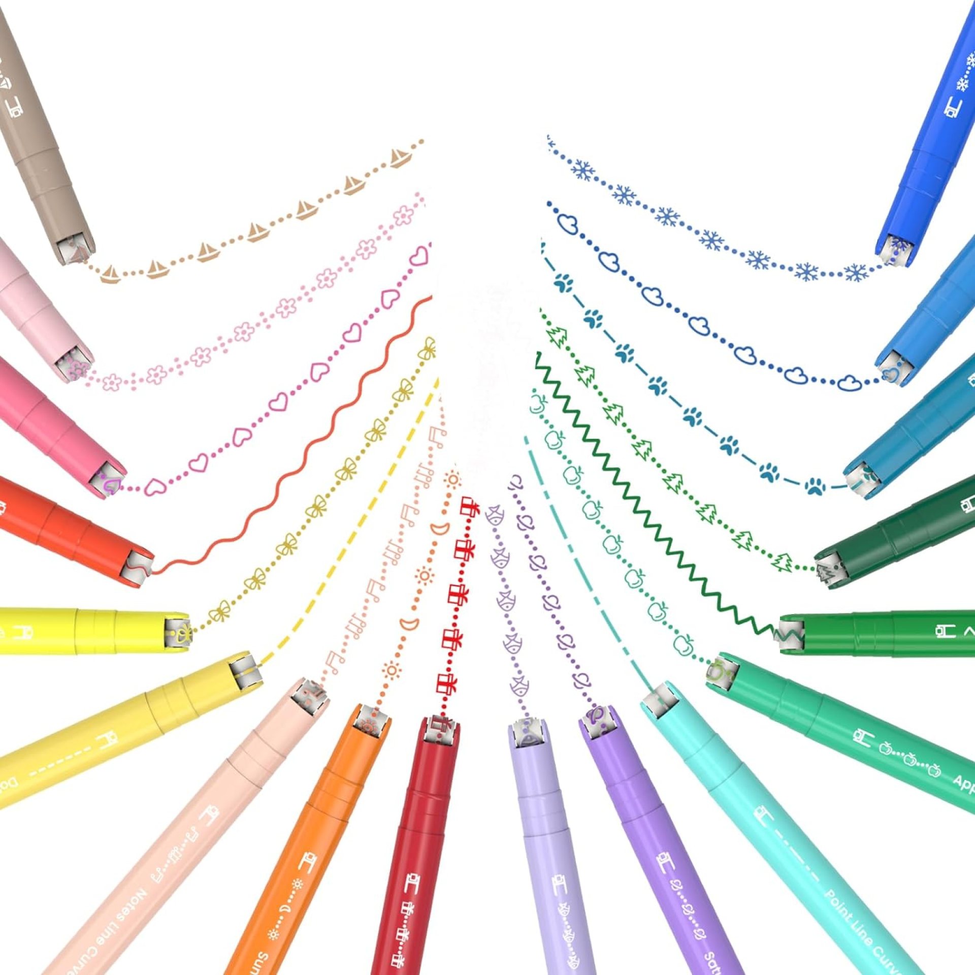 AECHY 18PCS Curve Highlighter Pen Set, Dual Tip Marker Pens with 18 Different Curve Shapes & 18 Colors Mark Lines, Aesthetic Curve Marker Highlighter for Journal Planner School Supplies AECHY 18PCS Curve Highlighter Pen Set, Dual Tip Marker Pens with 18 Different Curve Shapes & 18 Colors Mark Lines, Aesthetic Curve Marker Highlighter for Journal Planner School Supplies