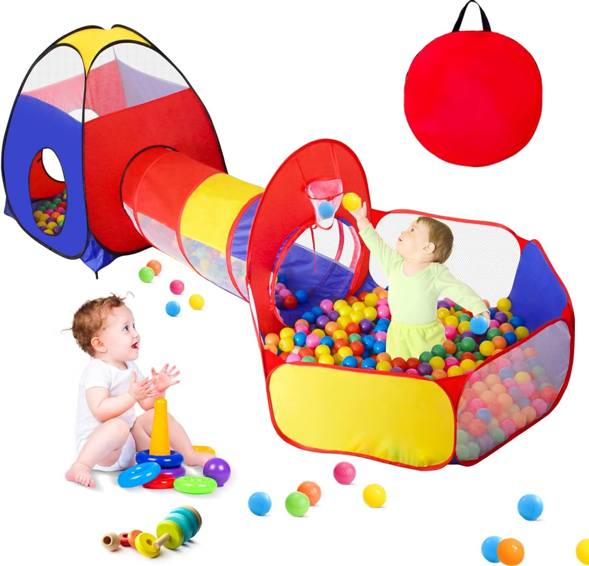 3 in 1 Kids Play Tent for Toddler with Baby Ball Pit and Play Tunnel, Children Indoor Outdoor Playhouse with Climbing Tunnel Toy for Toddlers, Boys and Girls Best Birthday Gifts 3 in 1 Kids Play Tent for Toddler with Baby Ball Pit and Play Tunnel, Children Indoor Outdoor Playhouse with Climbing Tunnel Toy for Toddlers, Boys and Girls Best Birthday Gifts