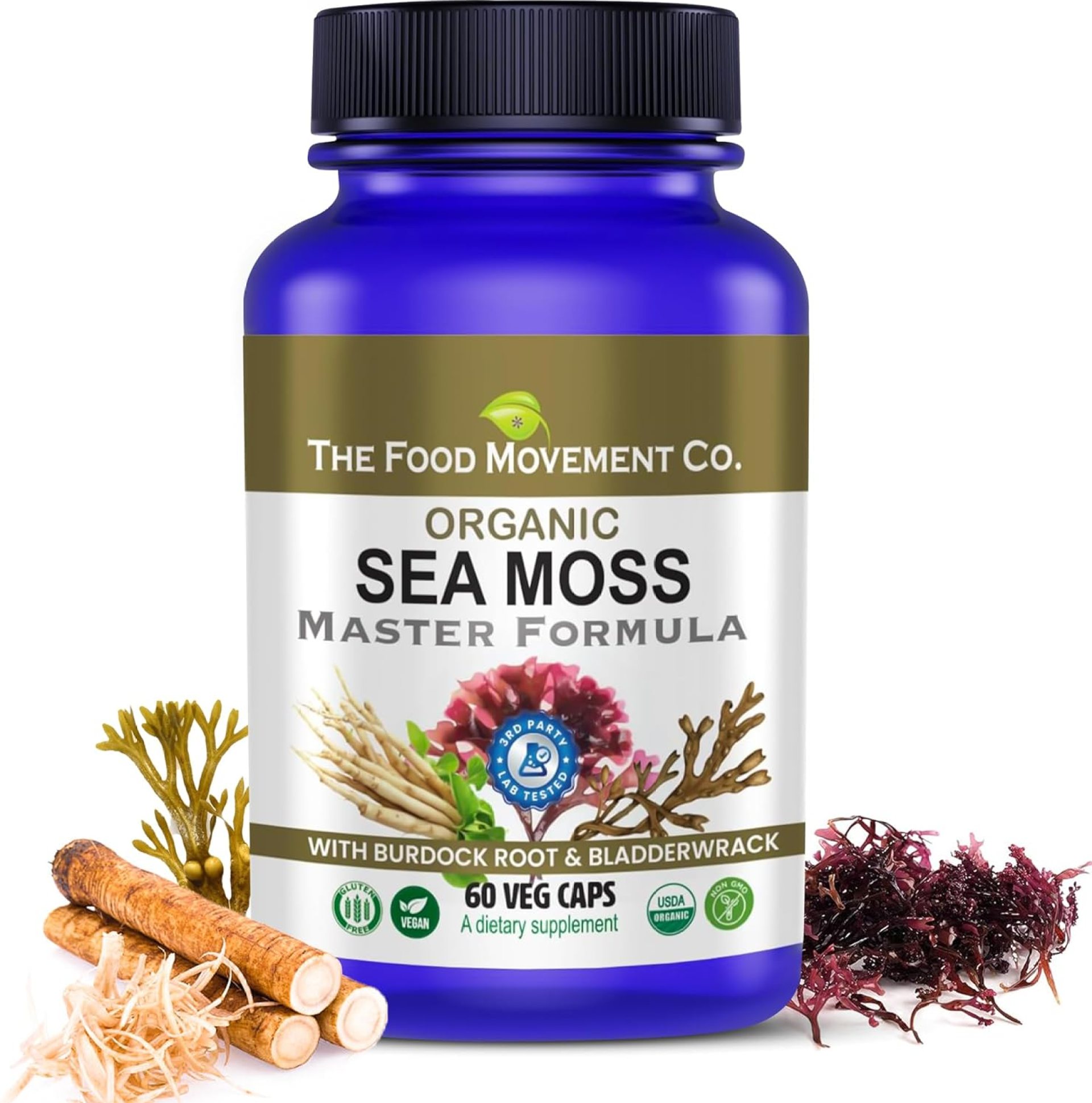 Sea Moss Master Formula with Burdock Root & Bladderwrack for Gut Health | Organic Vegan Supplement for Women & Men | Irish Sea Moss Blend for Optimal Well-Being (60) Sea Moss Master Formula with Burdock Root & Bladderwrack for Gut Health | Organic Vegan Supplement for Women & Men | Irish Sea Moss Blend for Optimal Well-Being (60)