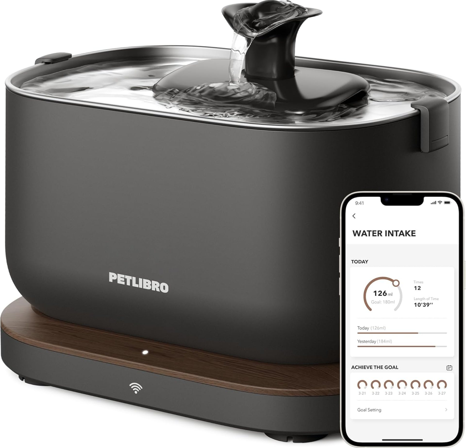 PETLIBRO Cat Water Fountain, App Monitoring Pet Fountains for Cats Indoor with Stainless Steel Tray, 2.5L/84oz Dockstream Automatic Water Dispenser for Drinking, 2.4G Wi-Fi Smart Bowl Inside PETLIBRO Cat Water Fountain, App Monitoring Pet Fountains for Cats Indoor with Stainless Steel Tray, 2.5L/84oz Dockstream Automatic Water Dispenser for Drinking, 2.4G Wi-Fi Smart Bowl Inside