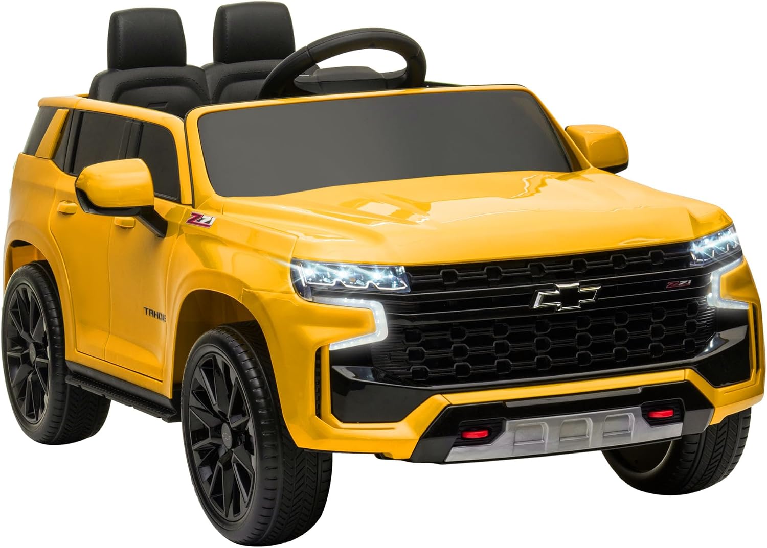 Aosom Chevrolet Tahoe Licensed Kids Ride on Car, 12V Battery Powered Kids Electric Car with Remote Control, 4-Wheeler Suspension, Music, Lights, Horn, for Ages 3-6 Years Old, Yellow Aosom Chevrolet Tahoe Licensed Kids Ride on Car, 12V Battery Powered Kids Electric Car with Remote Control, 4-Wheeler Suspension, Music, Lights, Horn, for Ages 3-6 Years Old, Yellow