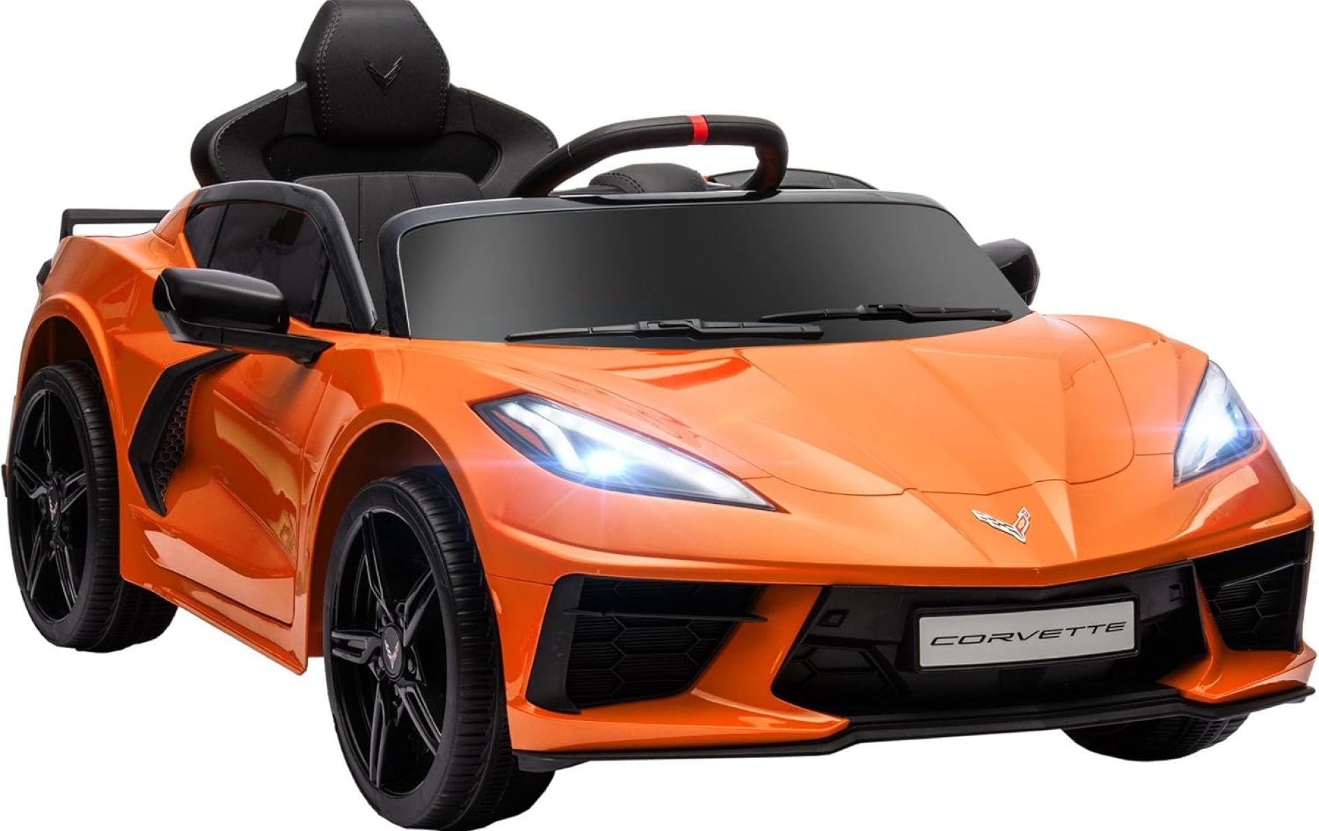 Qaba Electric Car, 12V Chevrolet Corvette Licensed Kids Car with Parent Remote Control, Suspension System, Headlight, Slow Start, Toddler Ride On Car for 3-6 Years, Orange Qaba Electric Car, 12V Chevrolet Corvette Licensed Kids Car with Parent Remote Control, Suspension System, Headlight, Slow Start, Toddler Ride On Car for 3-6 Years, Orange