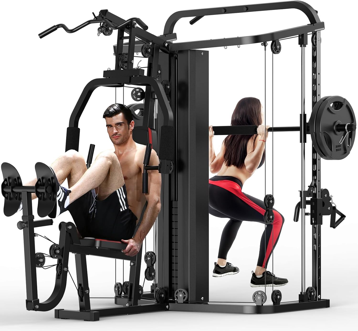 SunHome Multifunction Home Gym System Workout Station,Smith Machine with 138LB Weight Stack, Leg Press, LAT Station for Full Body Training SunHome Multifunction Home Gym System Workout Station,Smith Machine with 138LB Weight Stack, Leg Press, LAT Station for Full Body Training