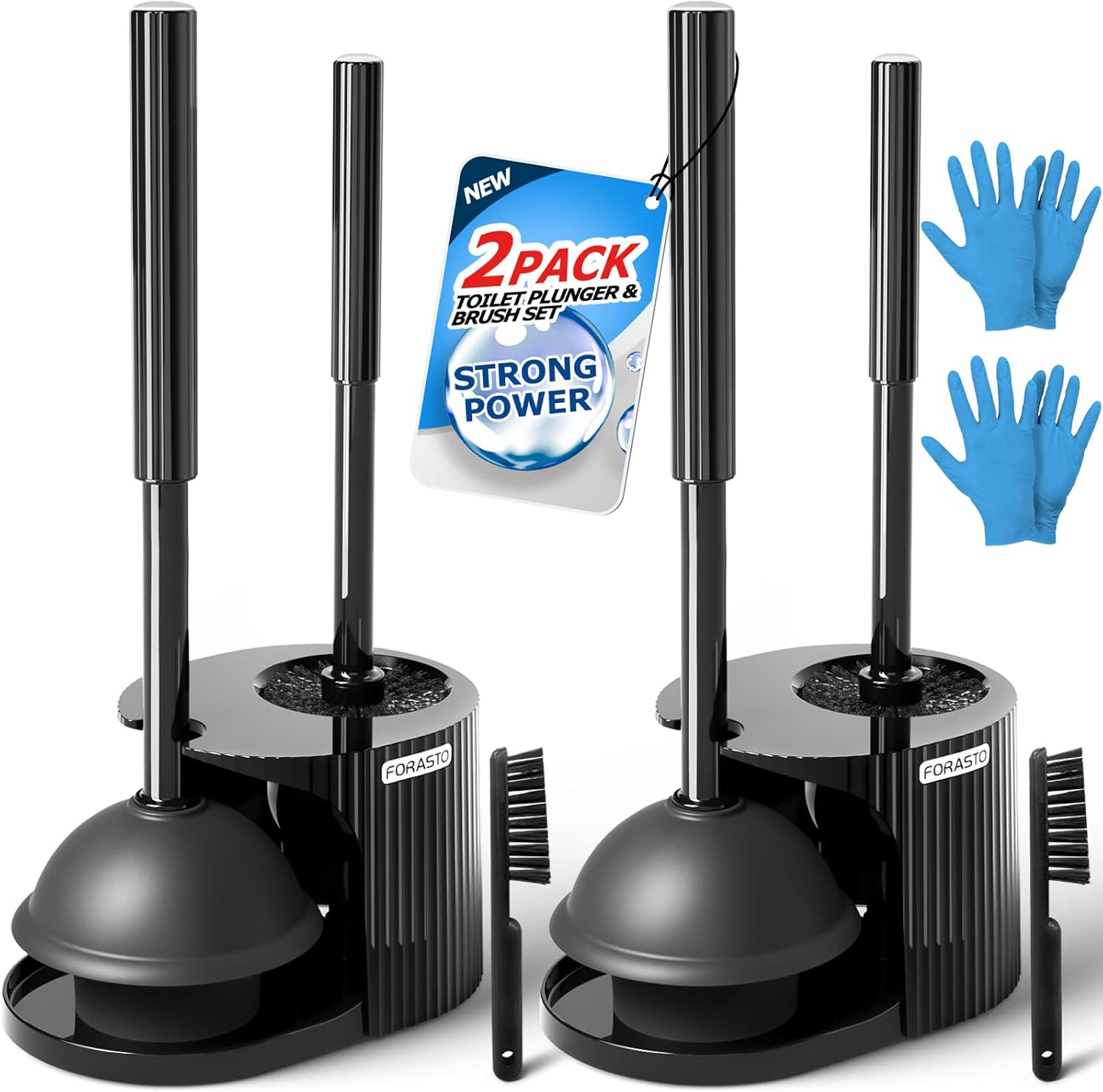 2Pack 2 in 1 Toilet Brush and Plunger Set, Extended Handle Plunger,Toilet Bowl Brush Plunger Set,Clean Gloves,Cleaning Tools,Cleaning Brush,Cleaning Supplies,Toilet Brush Plunger Combo,Black 2Pack 2 in 1 Toilet Brush and Plunger Set, Extended Handle Plunger,Toilet Bowl Brush Plunger Set,Clean Gloves,Cleaning Tools,Cleaning Brush,Cleaning Supplies,Toilet Brush Plunger Combo,Black