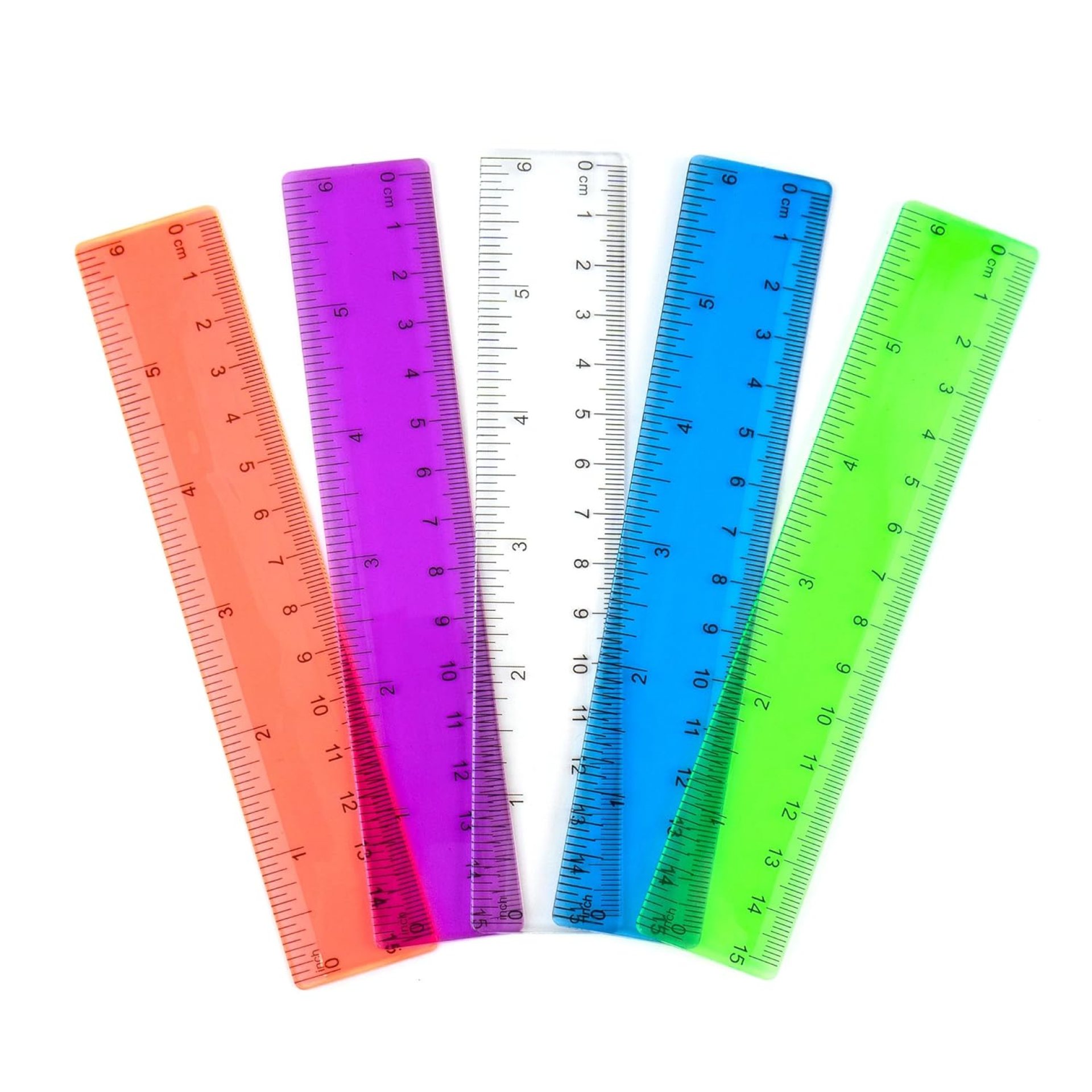 5 PCS 15 cm / 6 Inch Clear Plastic Colorful Rulers See Through with Inches and Centimeters Lightweight Small Ruler School and Office Supplies Assorted Colors 5 PCS 15 cm / 6 Inch Clear Plastic Colorful Rulers See Through with Inches and Centimeters Lightweight Small Ruler School and Office Supplies Assorted Colors