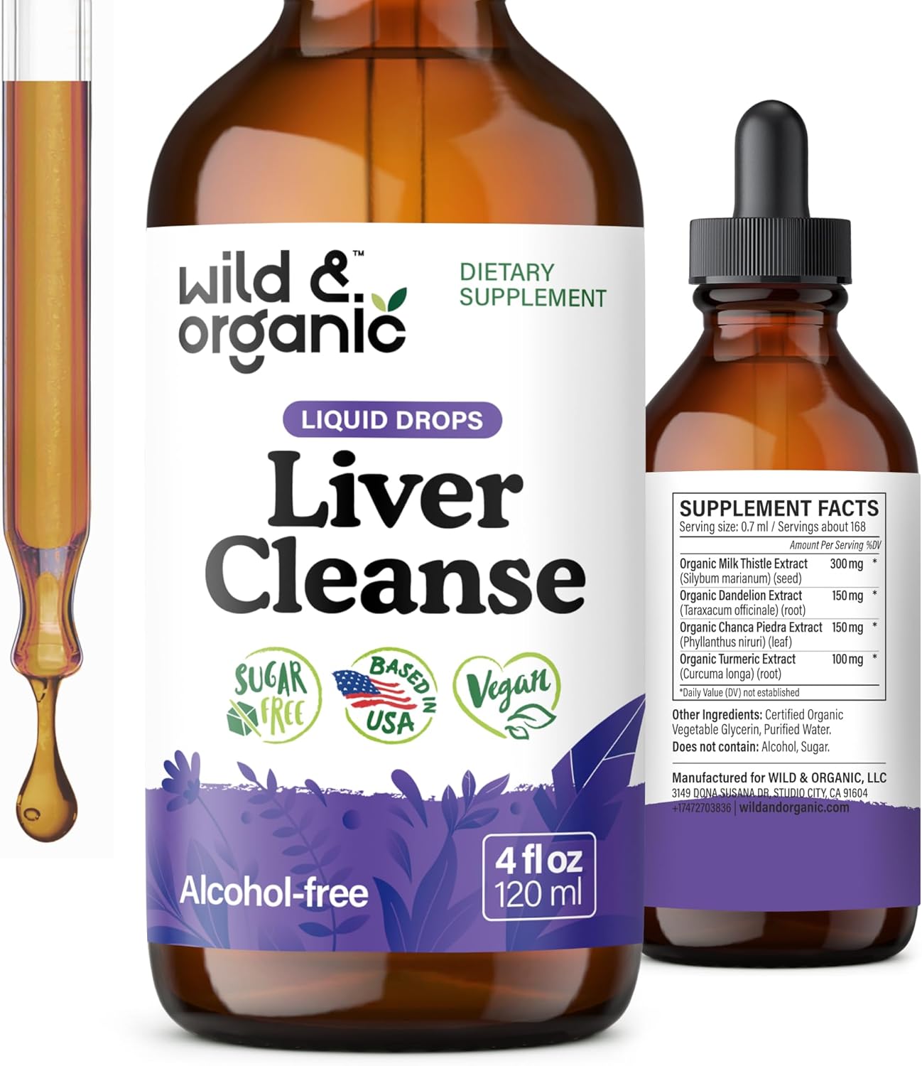 Wild & Organic Liver Cleanse Detox Tincture – Milk Thistle, Dandelion Root Herbal Complex – Liquid Liver Support Supplement – Vegan, Sugar & Alcohol-Free Milk Thistle Drops – 4 fl oz Wild & Organic Liver Cleanse Detox Tincture – Milk Thistle, Dandelion Root Herbal Complex – Liquid Liver Support Supplement – Vegan, Sugar & Alcohol-Free Milk Thistle Drops – 4 fl oz