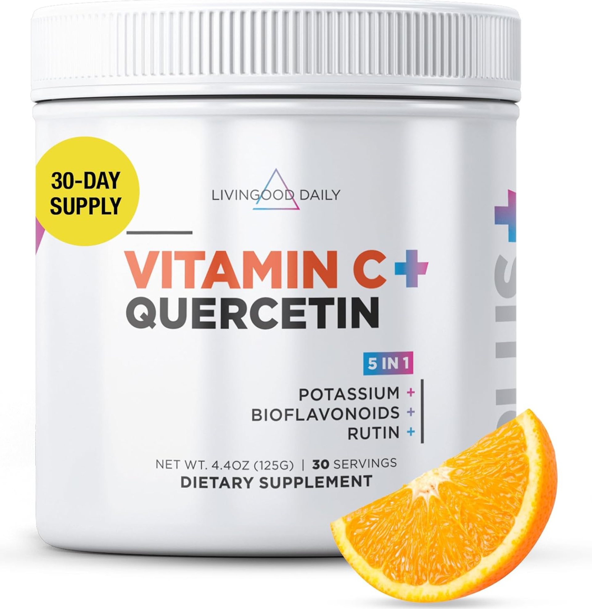 Livingood Daily High Dose Vitamin C Powder Supplement, 2,600 MG Ascorbic Acid Powder Supports Immunity & Skin Health, Powdered Vitamin C with Quercetin, Sweetened with Stevia, Vegan, 30 Servings Livingood Daily High Dose Vitamin C Powder Supplement, 2,600 MG Ascorbic Acid Powder Supports Immunity & Skin Health, Powdered Vitamin C with Quercetin, Sweetened with Stevia, Vegan, 30 Servings