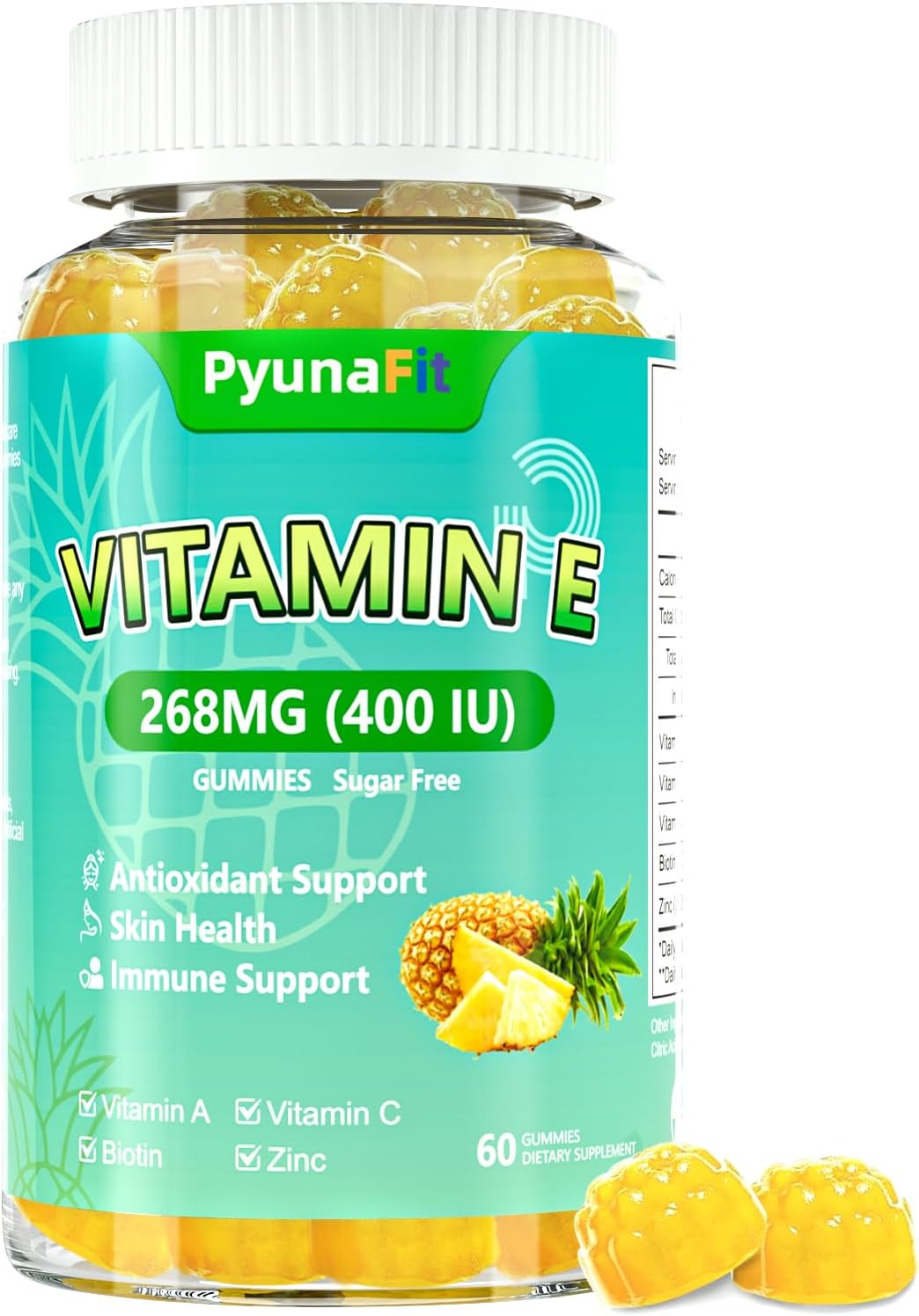 Vitamin E 400 IU Gummies for Women, Vitamin E Chewable Supplement with VIT A, C, Biotin, Zinc, Powerful Antioxidant, Skin & Hair Health, 60 Count Vitamin E 400 IU Gummies for Women, Vitamin E Chewable Supplement with VIT A, C, Biotin, Zinc, Powerful Antioxidant, Skin & Hair Health, 60 Count