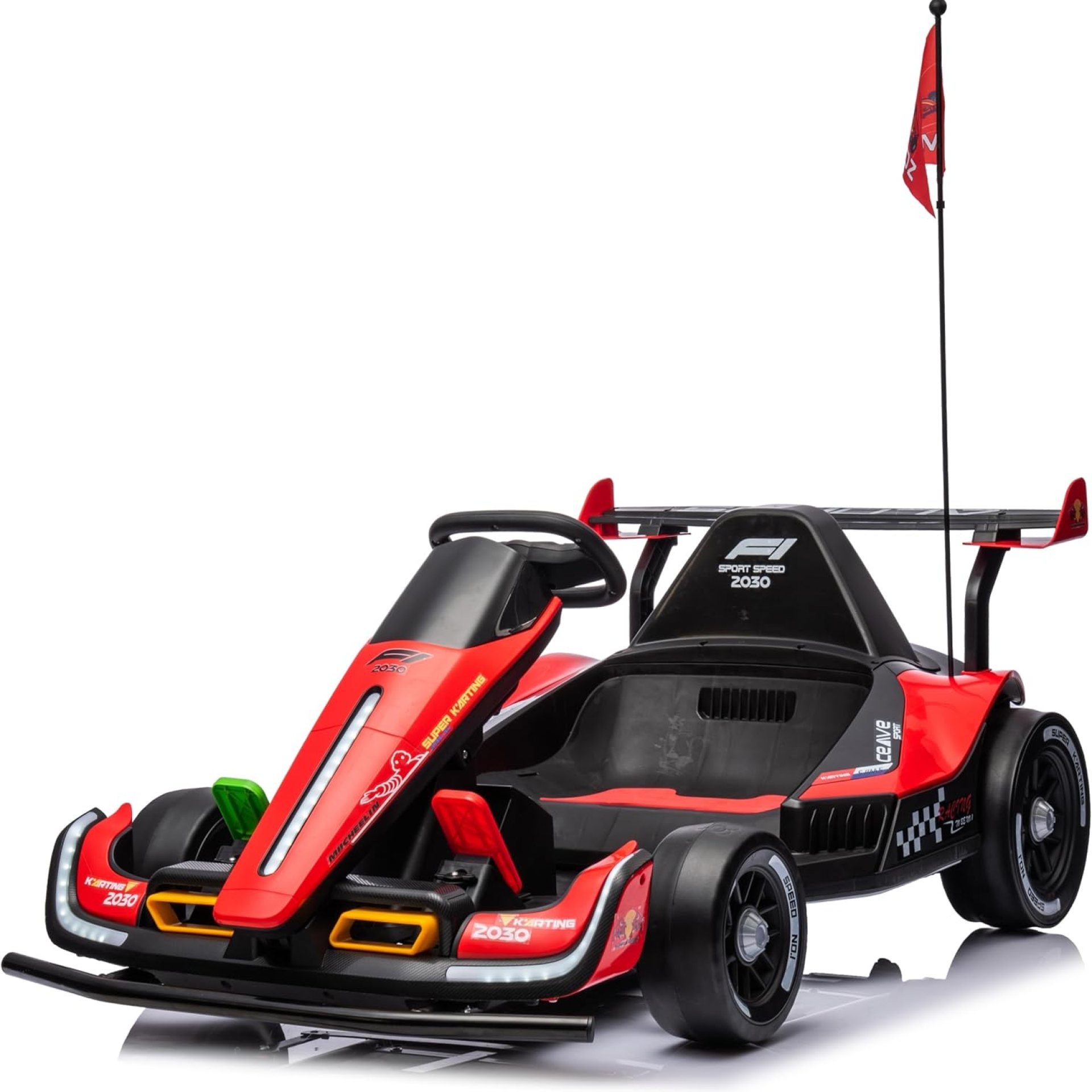 UNICOO® DriftChaser™ Childrens Go Kart, 24V Rechargeable Ride-On Toy, Electric Scooter for Kids 6-12+, Electric Car for Kids, LED Lights, Remote Control, Adjustable Seat, Bluetooth (Flame Red) UNICOO® DriftChaser™ Childrens Go Kart, 24V Rechargeable Ride-On Toy, Electric Scooter for Kids 6-12+, Electric Car for Kids, LED Lights, Remote Control, Adjustable Seat, Bluetooth (Flame Red)