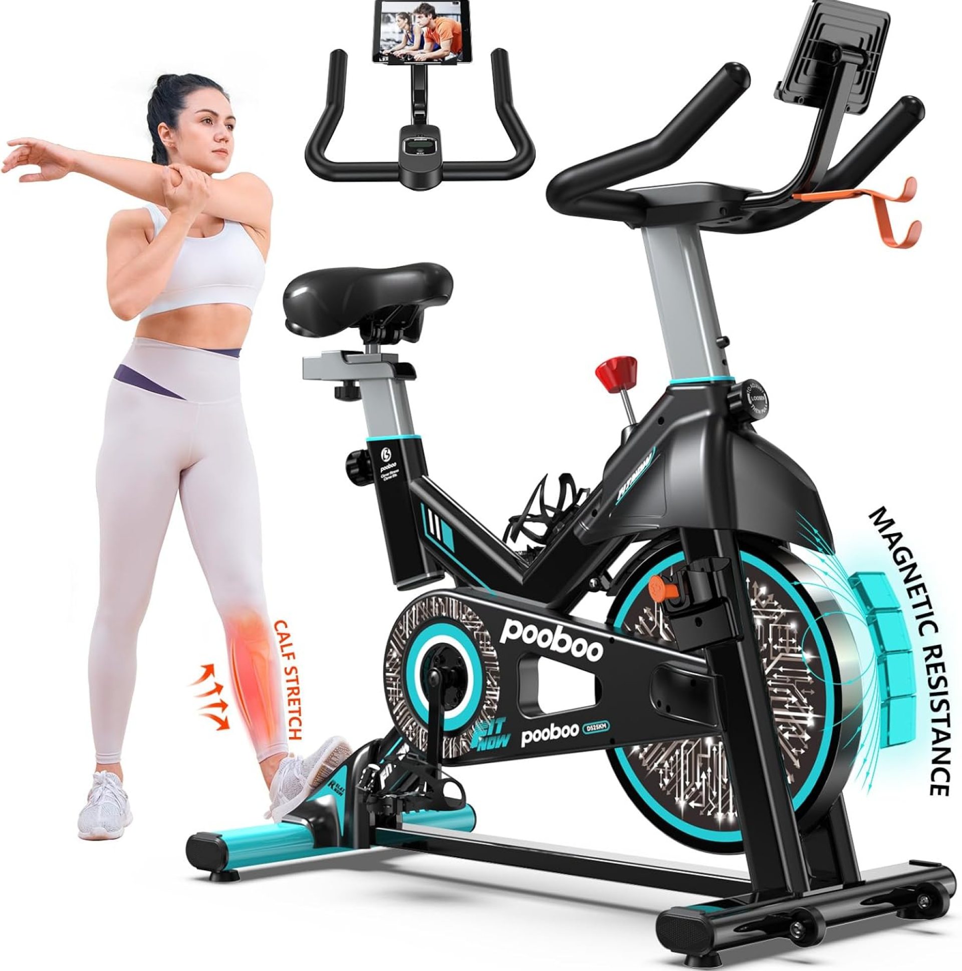 pooboo Exercise Bike, Adjustable Magnetic/Brake Pad Resistance Silent Belt Drive, Indoor Cycling Bike for Home Cardio, Fitness Stationary Bike with 350lbs/300lbs Weight Capacity &Upgraded Version Seat pooboo Exercise Bike, Adjustable Magnetic/Brake Pad Resistance Silent Belt Drive, Indoor Cycling Bike for Home Cardio, Fitness Stationary Bike with 350lbs/300lbs Weight Capacity &Upgraded Version Seat