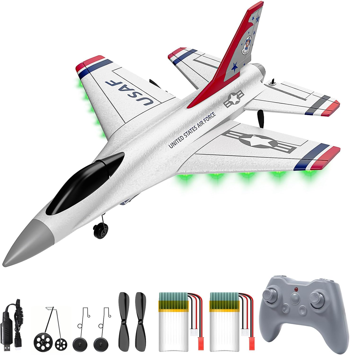 DEERC F16 Thunderbirds RC Plane,3CH Remote Control Airplane Fighter Toys,2.4GHz 6-axis Gyro Stabilizer RTF Glider Aircraft Plane with 2 Batteries,Easy to Fly for Beginners Kids Adults DEERC F16 Thunderbirds RC Plane,3CH Remote Control Airplane Fighter Toys,2.4GHz 6-axis Gyro Stabilizer RTF Glider Aircraft Plane with 2 Batteries,Easy to Fly for Beginners Kids Adults