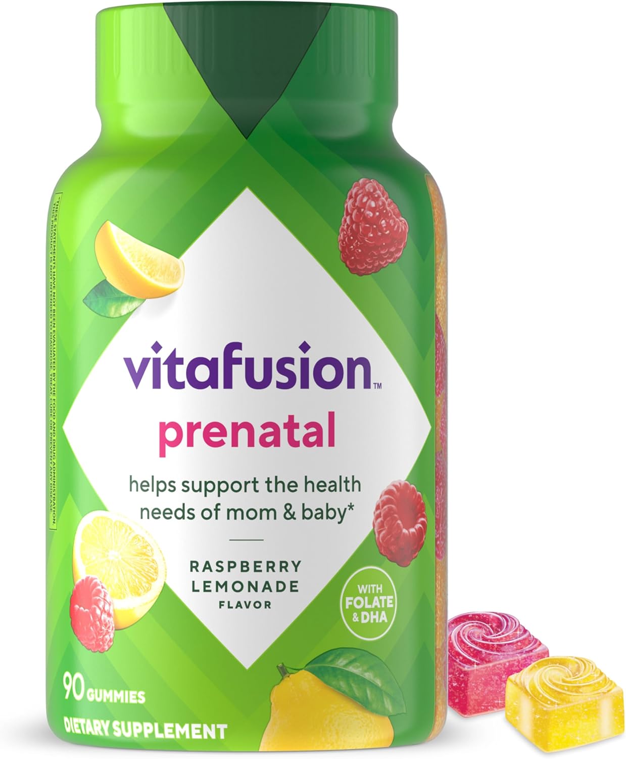 vitafusion PreNatal Gummy Vitamins, Raspberry Lemonade Flavored, Pregnancy Vitamins for Women, With Folate and DHA, America’s Number 1 Gummy Vitamin Brand, 45 Day Supply, 90 Count (Pack of 1) vitafusion PreNatal Gummy Vitamins, Raspberry Lemonade Flavored, Pregnancy Vitamins for Women, With Folate and DHA, America’s Number 1 Gummy Vitamin Brand, 45 Day Supply, 90 Count (Pack of 1)