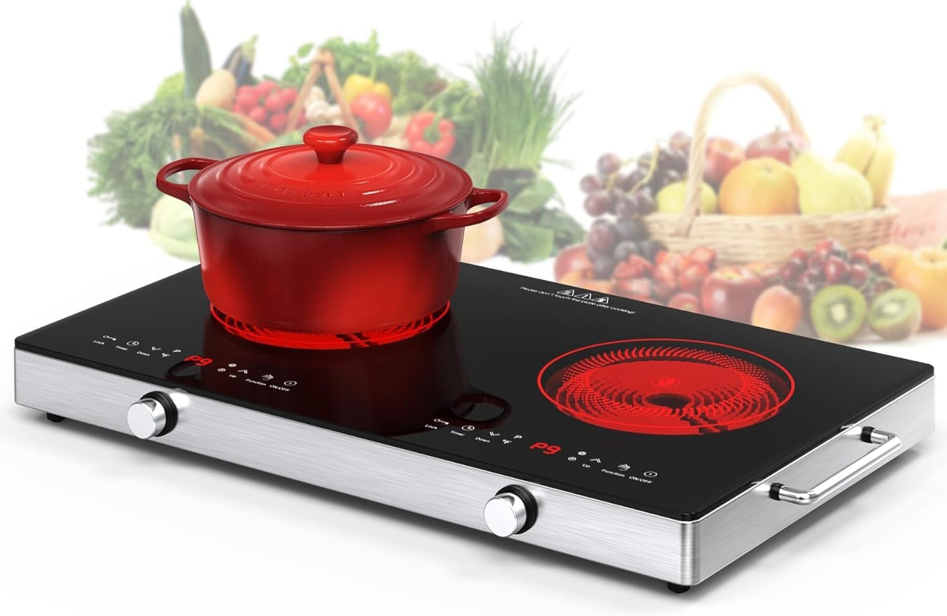 VBGK Electric Cooktop,110V 2400W Electric Stove Top with Knob Control,9 Power Levels, Kids Lock & Timer,LED touch control,Overheat Protection Electric stove,24 Inch desktop 2 burner VBGK Electric Cooktop,110V 2400W Electric Stove Top with Knob Control,9 Power Levels, Kids Lock & Timer,LED touch control,Overheat Protection Electric stove,24 Inch desktop 2 burner