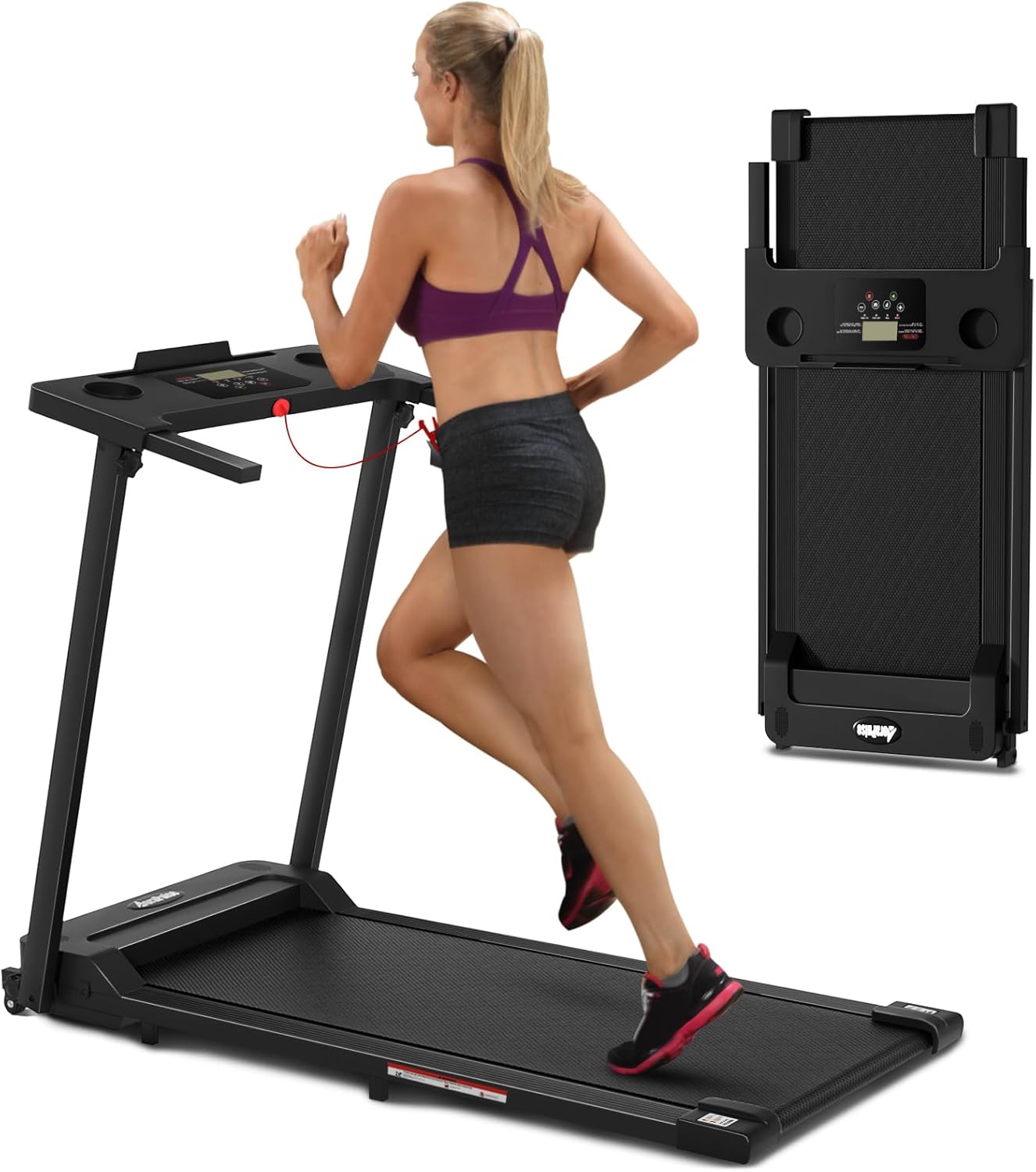 3.0 HP Foldable Portable Folding Small Treadmills for Home Office with 300 LBS Capacity, Walking Running Exercise Electric Compact Treadmill with LED Display 3.0 HP Foldable Portable Folding Small Treadmills for Home Office with 300 LBS Capacity, Walking Running Exercise Electric Compact Treadmill with LED Display