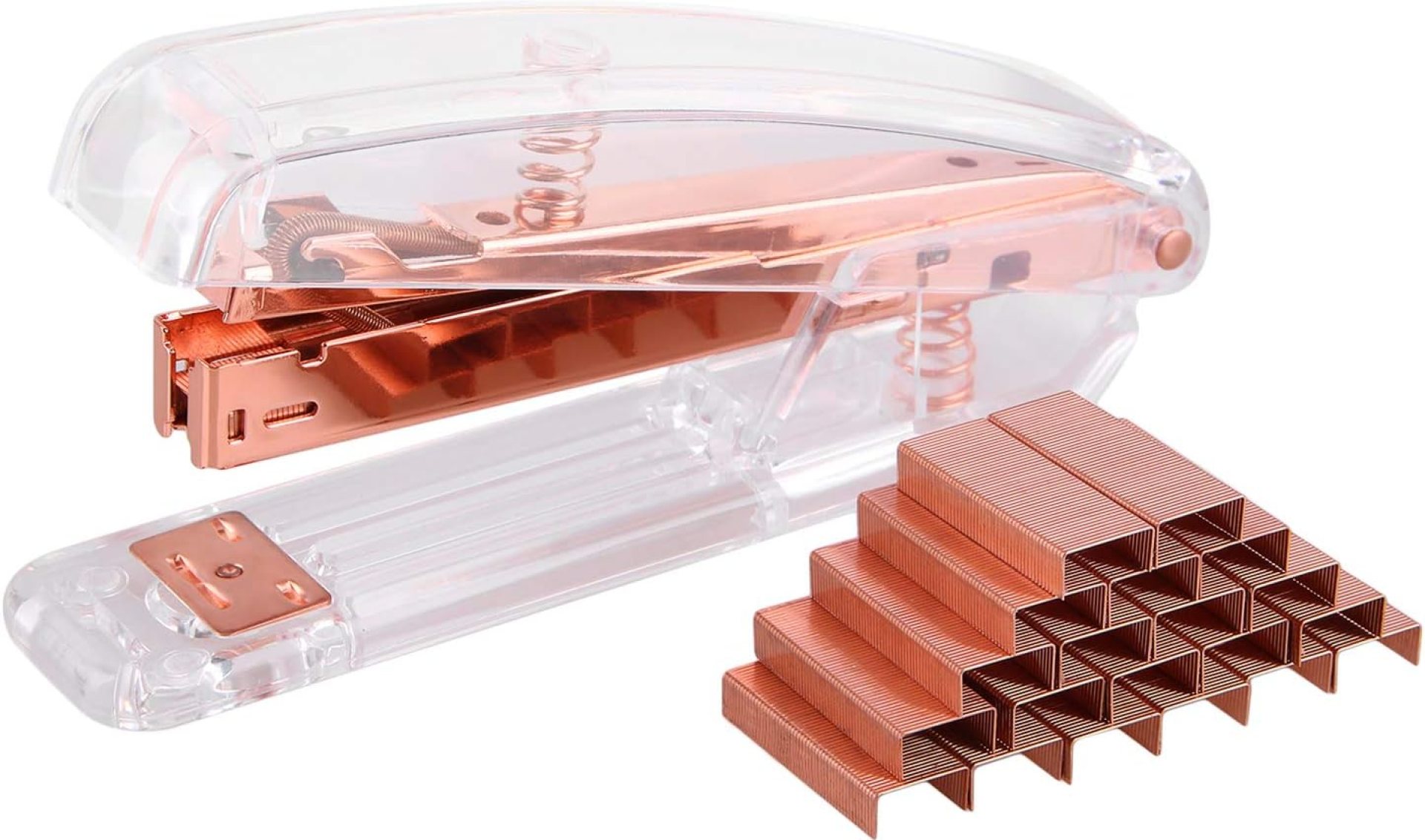 Alsisk Stapler,Clear Desk Stapler with 1000 Pieces Staples – Rose Gold (Stapler) Alsisk Stapler,Clear Desk Stapler with 1000 Pieces Staples – Rose Gold (Stapler)