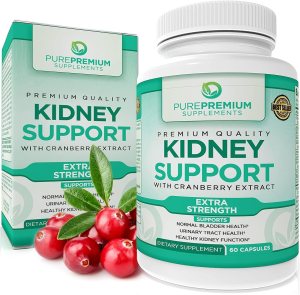 PurePremium Supplements – Kidney Support with Cranberry Extract & Astragalus – Kidney Health Supplement for Urinary Tract, Bladder, Cleanse, Detox & Repair – 60 Cranberry Pills Women and Men