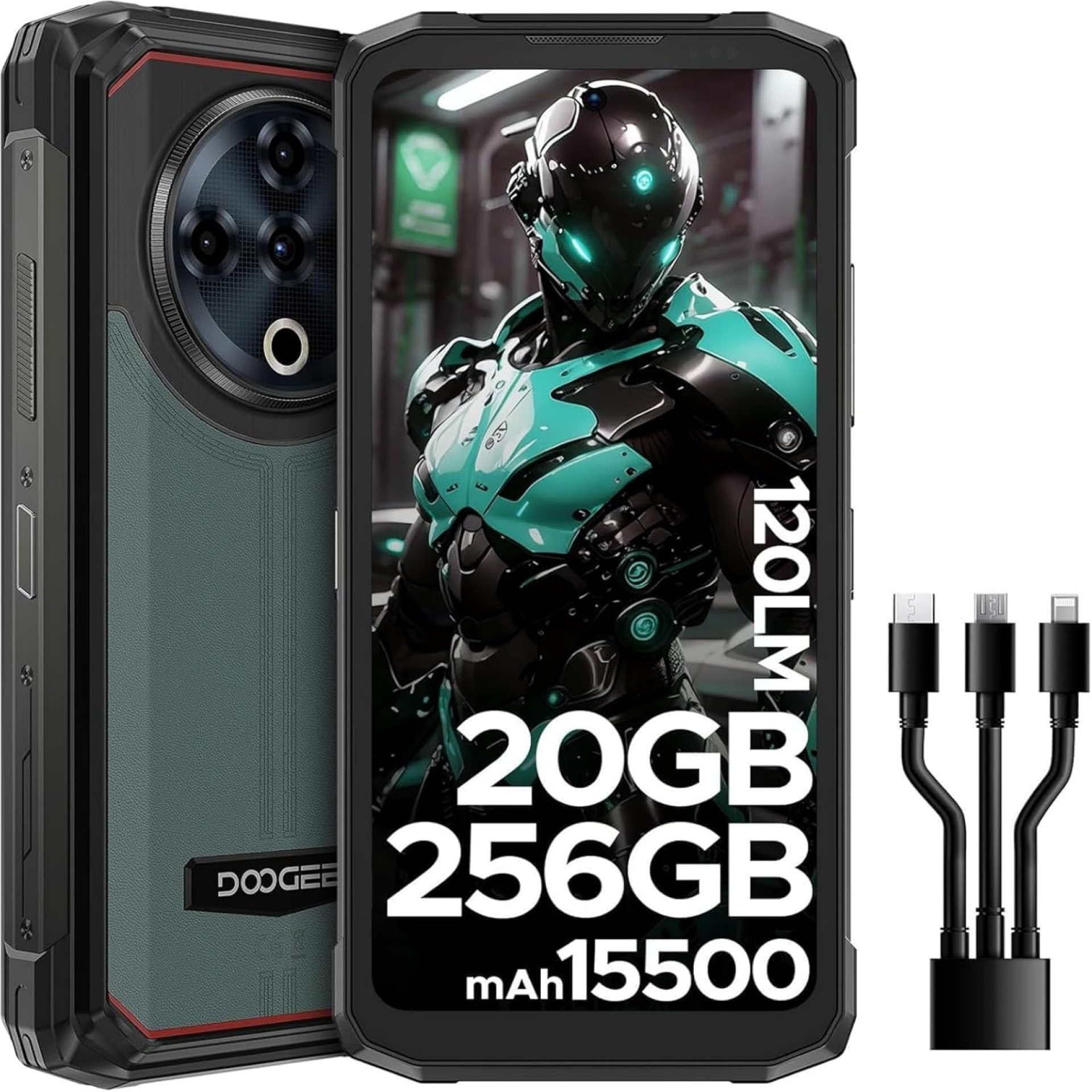 DOOGEE Fire 6 Power Rugged Smartphone, Dual Light Flashlight,15500mAh/33W Rugged Phone,20GB+256GB,50MP, Android 14, Unlocked Cell Phone with 3-in-1 Data Cable, Dual Unlock/NFC/GPS/OTG/IP69K(Green) DOOGEE Fire 6 Power Rugged Smartphone, Dual Light Flashlight,15500mAh/33W Rugged Phone,20GB+256GB,50MP, Android 14, Unlocked Cell Phone with 3-in-1 Data Cable, Dual Unlock/NFC/GPS/OTG/IP69K(Green)