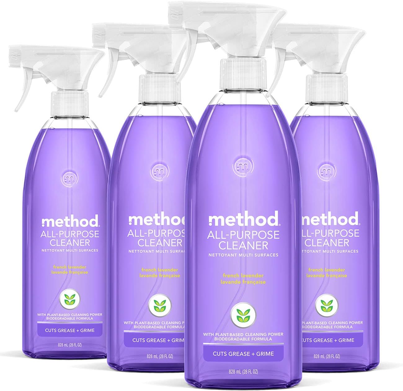 Method All-Purpose Cleaner Spray, French Lavender, Plant-Based and Biodegradable Formula Perfect for Most Counters, Tiles and More, 28 Fl Oz, (Pack of 4) Method All-Purpose Cleaner Spray, French Lavender, Plant-Based and Biodegradable Formula Perfect for Most Counters, Tiles and More, 28 Fl Oz, (Pack of 4)