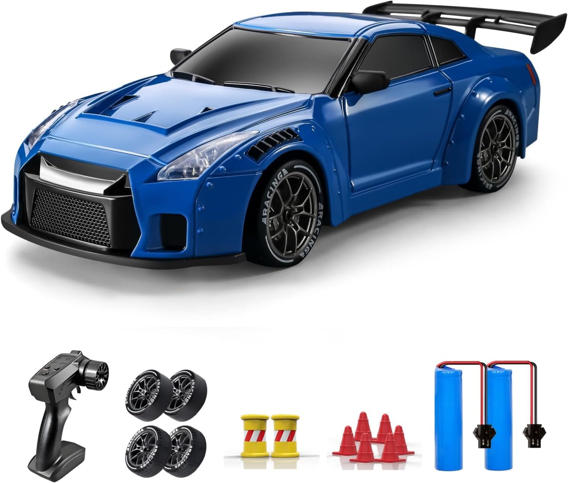 ACAMMZAR RC Drift Car, 1:24 Remote Control Car for Kids, 20KM/H 4WD High Speed RC Cars with Lights, Extra Racing Tires, Vehicle for Adults Boys Girls, Blue ACAMMZAR RC Drift Car, 1:24 Remote Control Car for Kids, 20KM/H 4WD High Speed RC Cars with Lights, Extra Racing Tires, Vehicle for Adults Boys Girls, Blue