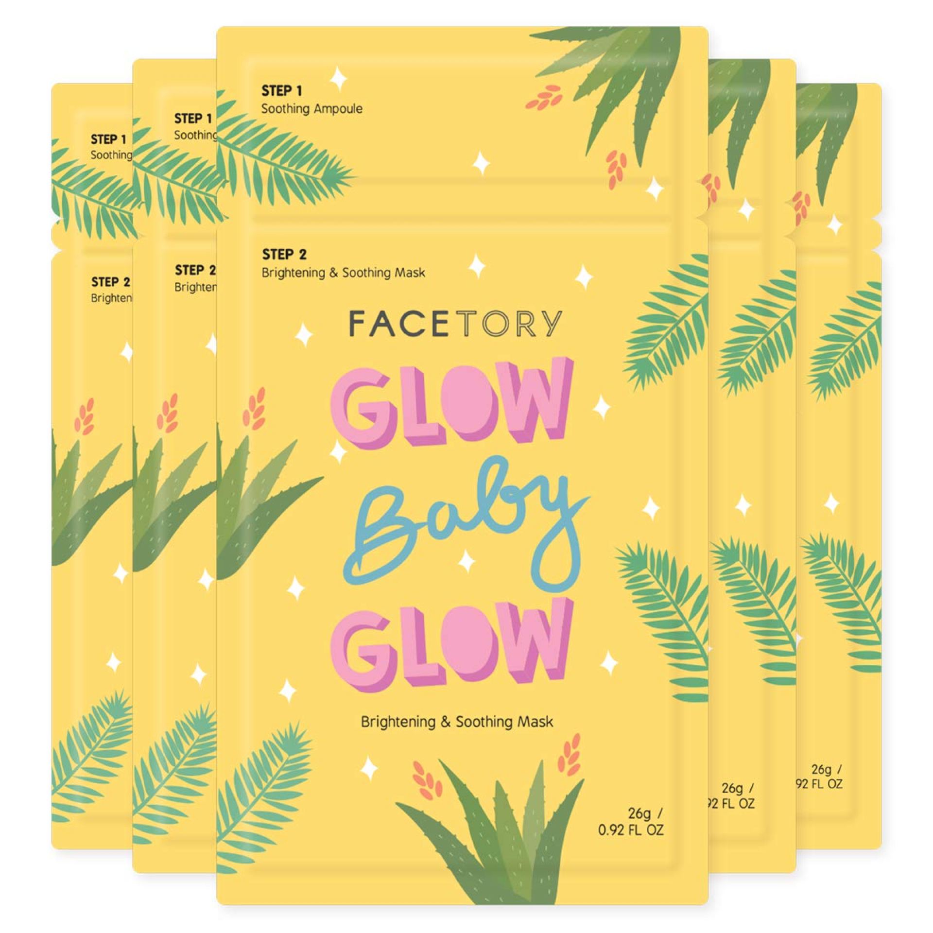 FACETORY K Beauty Face Mask Skin Care – Glow Baby Glow 2-Step Sheet Mask with Niacinamide & Aloe + Calming Ampoule | Hydrates, Glowing Skin (5 Pack) FACETORY K Beauty Face Mask Skin Care – Glow Baby Glow 2-Step Sheet Mask with Niacinamide & Aloe + Calming Ampoule | Hydrates, Glowing Skin (5 Pack)