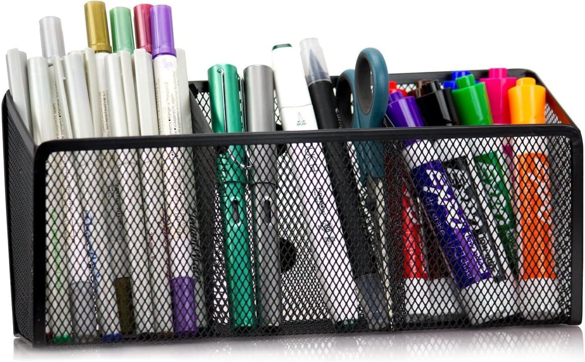 Magnetic Pencil Holder with 3 Compartments – Magnetic Pen Holder for Fridge & Whiteboard; Locker Organizer with Strong Mesh Steel Magnetic Pencil Holder with 3 Compartments – Magnetic Pen Holder for Fridge & Whiteboard; Locker Organizer with Strong Mesh Steel