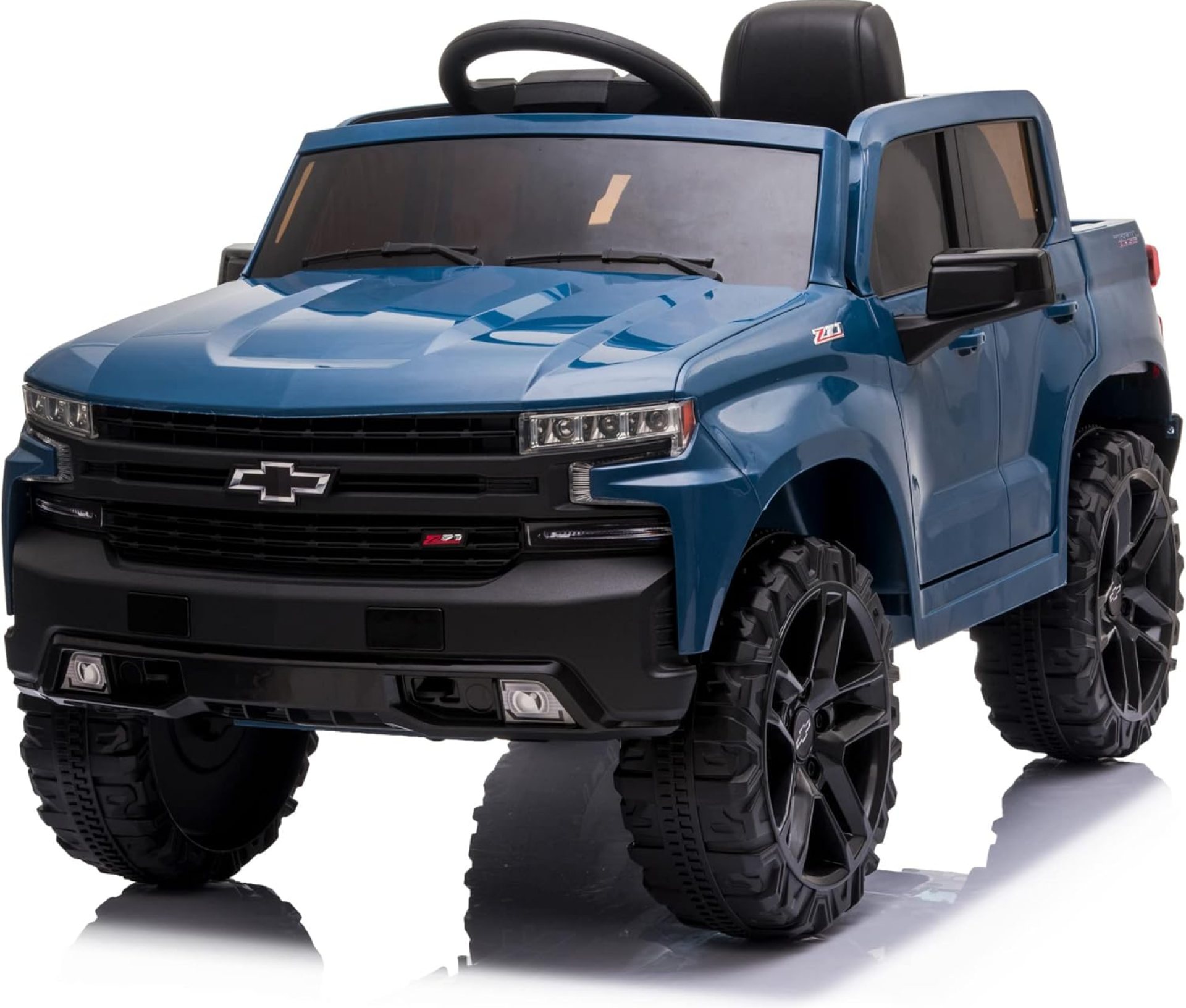 Kidzone 12V Battery Powered Licensed Chevrolet Silverado Trail Boss LT Kids Ride On Truck Car Electric Vehicle Jeep with Remote Control, MP3, LED Lights – Blue Kidzone 12V Battery Powered Licensed Chevrolet Silverado Trail Boss LT Kids Ride On Truck Car Electric Vehicle Jeep with Remote Control, MP3, LED Lights – Blue