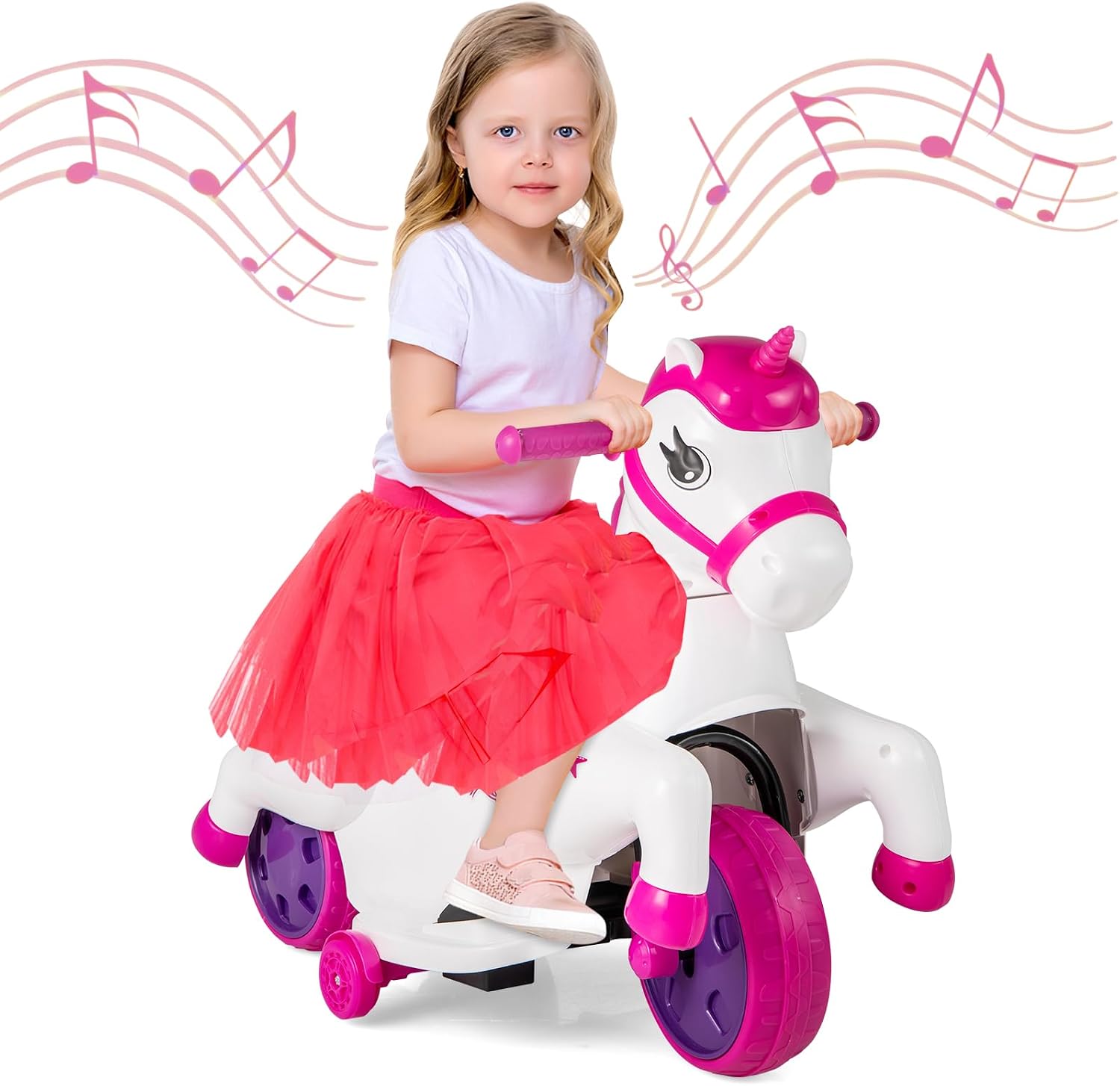 OLAKIDS 2 in 1 Ride on Motorcycle and Horse, Unicorn 6V Battery Powered Ride on Toy with Up & Down Function, MP3, Power Display, Training Wheels, Kids Electric Vehicle Aged 3-6 Years (Pink) OLAKIDS 2 in 1 Ride on Motorcycle and Horse, Unicorn 6V Battery Powered Ride on Toy with Up & Down Function, MP3, Power Display, Training Wheels, Kids Electric Vehicle Aged 3-6 Years (Pink)