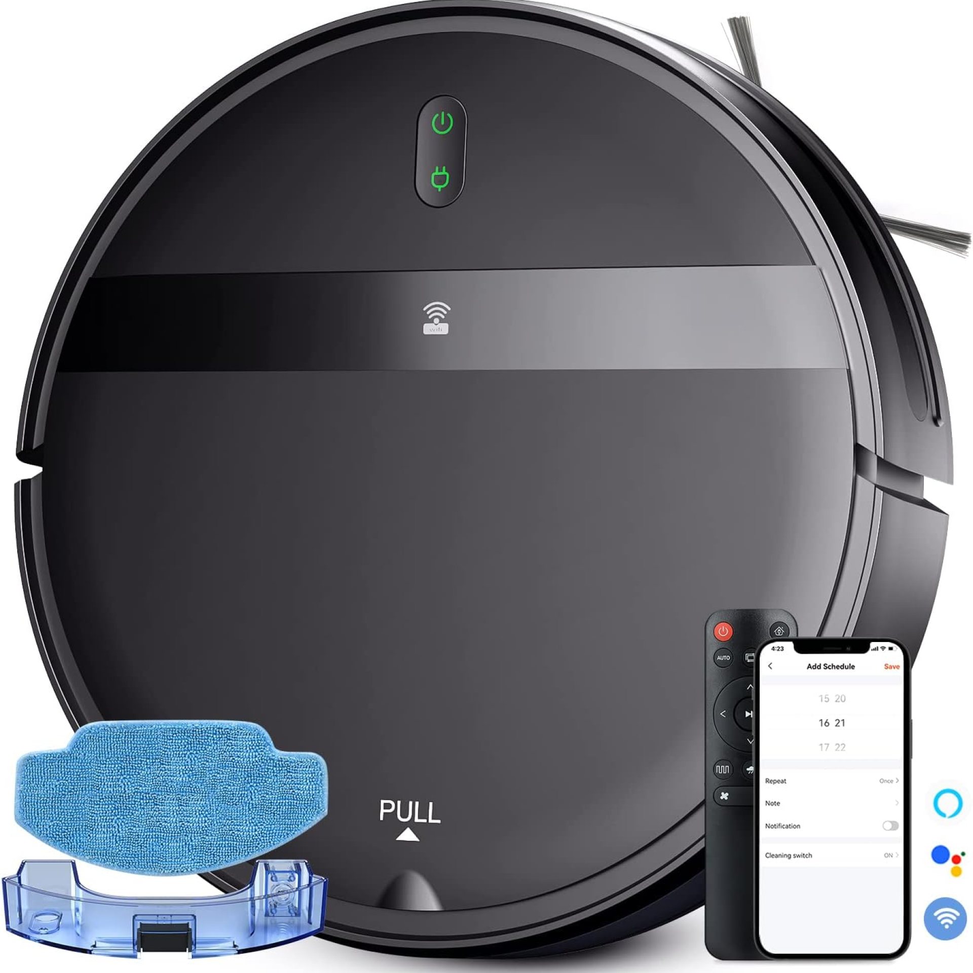 Robot Vacuum and Mop Combo 2300Pa for Pet Hair | Robotic Vacuum Cleaner with WiFi/Alexa/App | Auto Recharge & Tangle-Free | Ultra-Slim Quiet 2.8″ for Hard Floors, Low-Pile Rugs Robot Vacuum and Mop Combo 2300Pa for Pet Hair | Robotic Vacuum Cleaner with WiFi/Alexa/App | Auto Recharge & Tangle-Free | Ultra-Slim Quiet 2.8″ for Hard Floors, Low-Pile Rugs