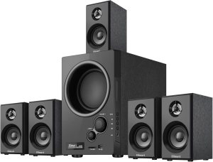 5.1 Surround Sound System with 5.5” Subwoofer Stereo System for Home with 2.5” Midrange Home Theater Speakers, Home Speaker System with 3.5-RCA/USB/Wireless/AUX Audio Inputs