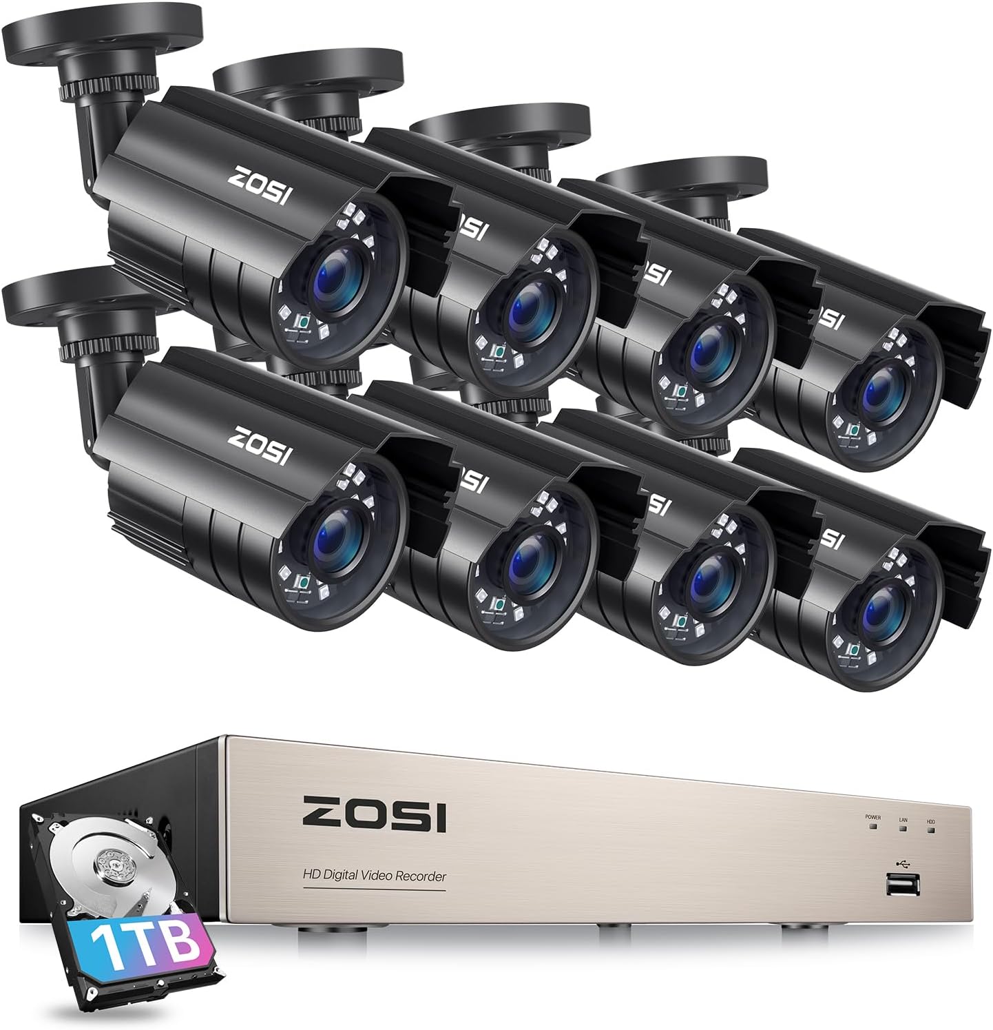 ZOSI 3K Lite 8CH Security Camera System with AI Human/Vehicle Detection,Night Vision,H.265+ 5MP 8Channel CCTV DVR with 1TB Hard Drive,8pcs 1920TVL 1080p Outdoor Indoor Cameras,for Home 24/7 Recording ZOSI 3K Lite 8CH Security Camera System with AI Human/Vehicle Detection,Night Vision,H.265+ 5MP 8Channel CCTV DVR with 1TB Hard Drive,8pcs 1920TVL 1080p Outdoor Indoor Cameras,for Home 24/7 Recording