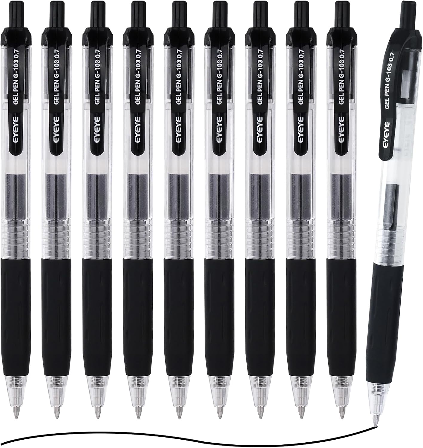 EYEYE G-103 Black Gel Pens 0.7mm, 10 Pack Retractable Medium Point Ballpoint Pen Quick Drying, Pen Fine Point Smooth Writing Pens for Office School Supplies EYEYE G-103 Black Gel Pens 0.7mm, 10 Pack Retractable Medium Point Ballpoint Pen Quick Drying, Pen Fine Point Smooth Writing Pens for Office School Supplies